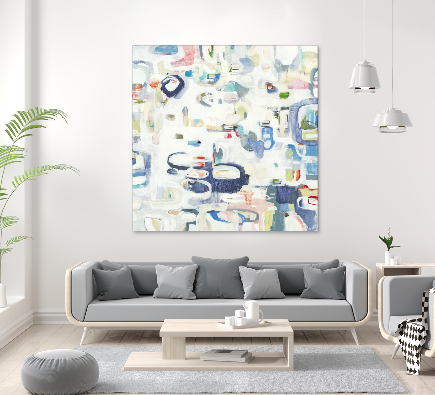 Retroactive by Lisa Ridgers on GIANT ART - whites & creams, blues abstract, geometric shapes