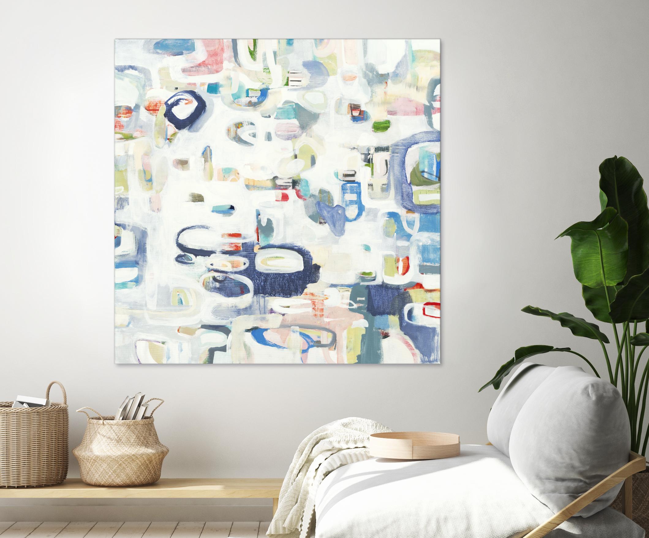 Retroactive by Lisa Ridgers on GIANT ART - whites & creams, blues abstract, geometric shapes