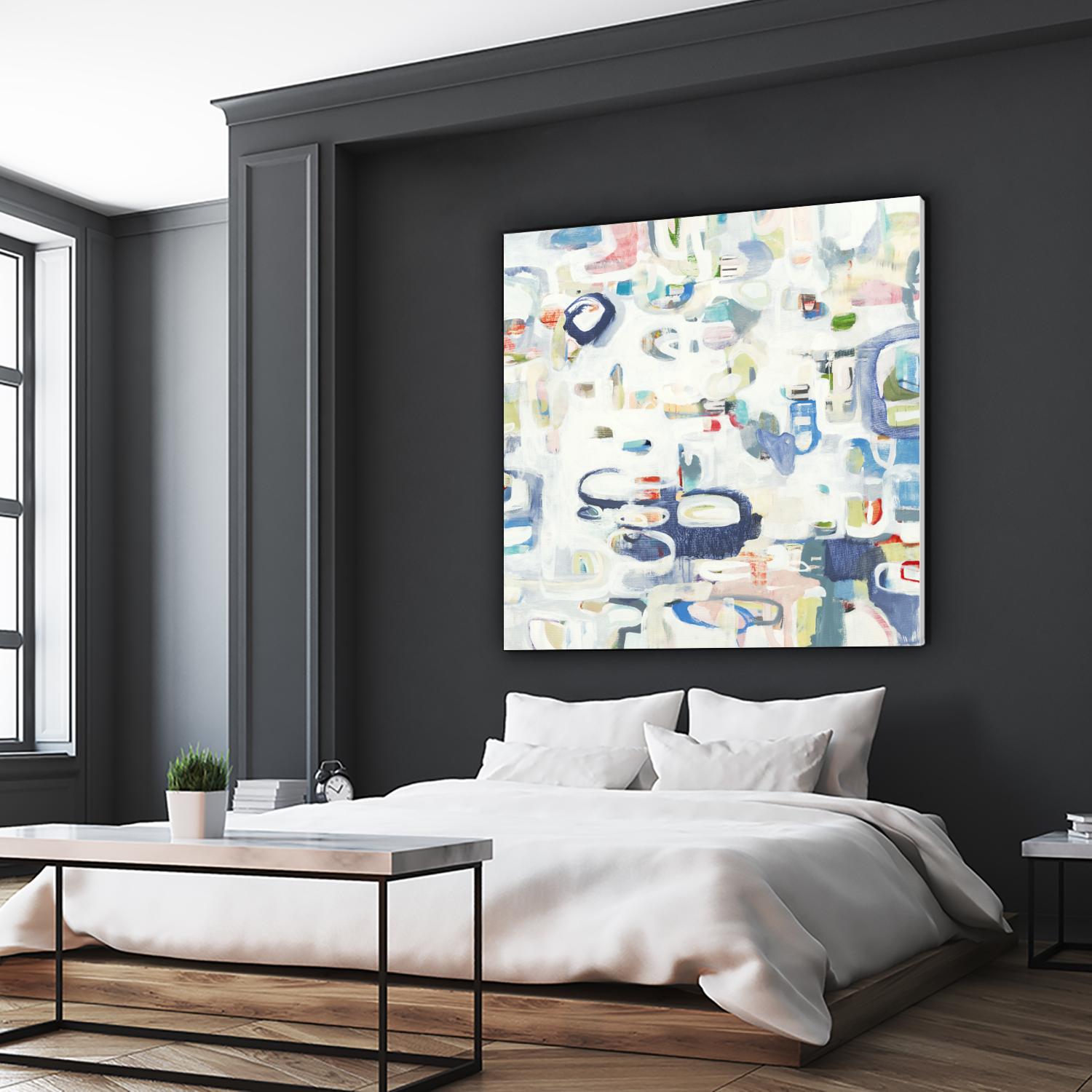 Retroactive by Lisa Ridgers on GIANT ART - whites & creams, blues abstract, geometric shapes