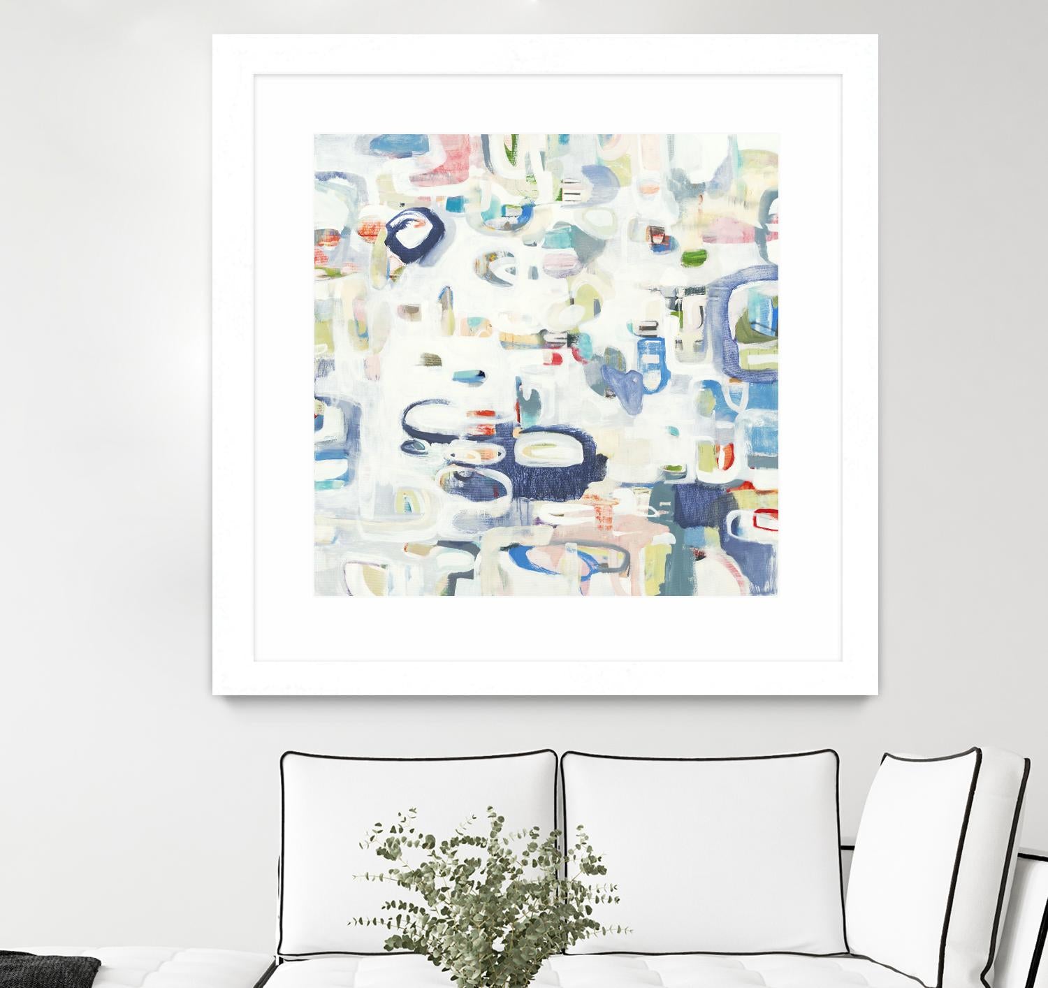 Retroactive by Lisa Ridgers on GIANT ART - whites & creams, blues abstract, geometric shapes