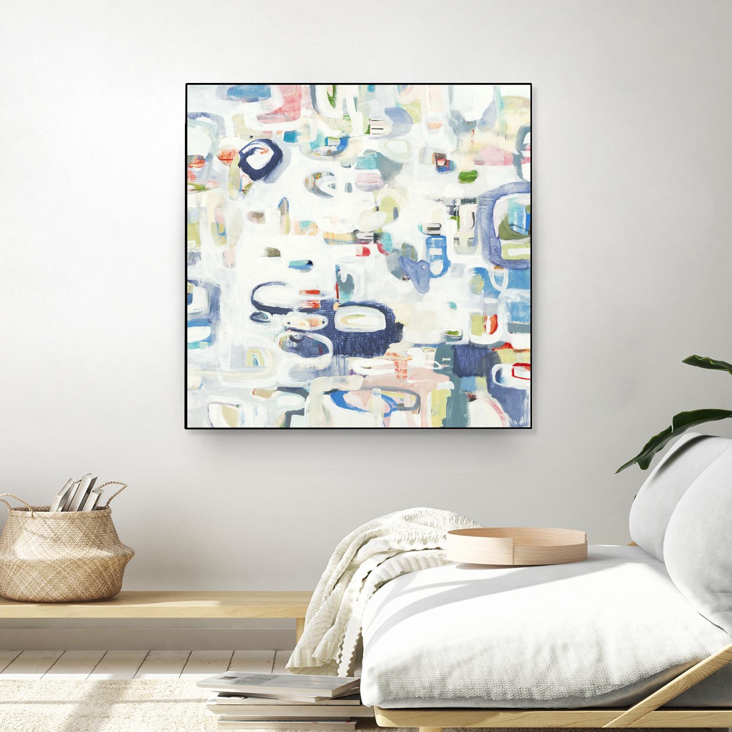 Retroactive by Lisa Ridgers on GIANT ART - whites & creams, blues abstract, geometric shapes