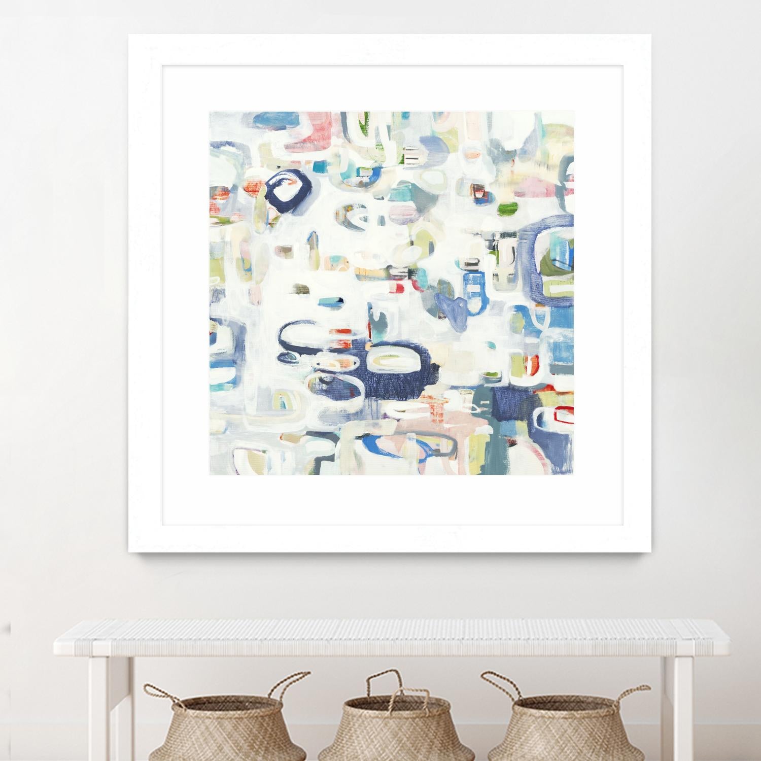 Retroactive by Lisa Ridgers on GIANT ART - whites & creams, blues abstract, geometric shapes