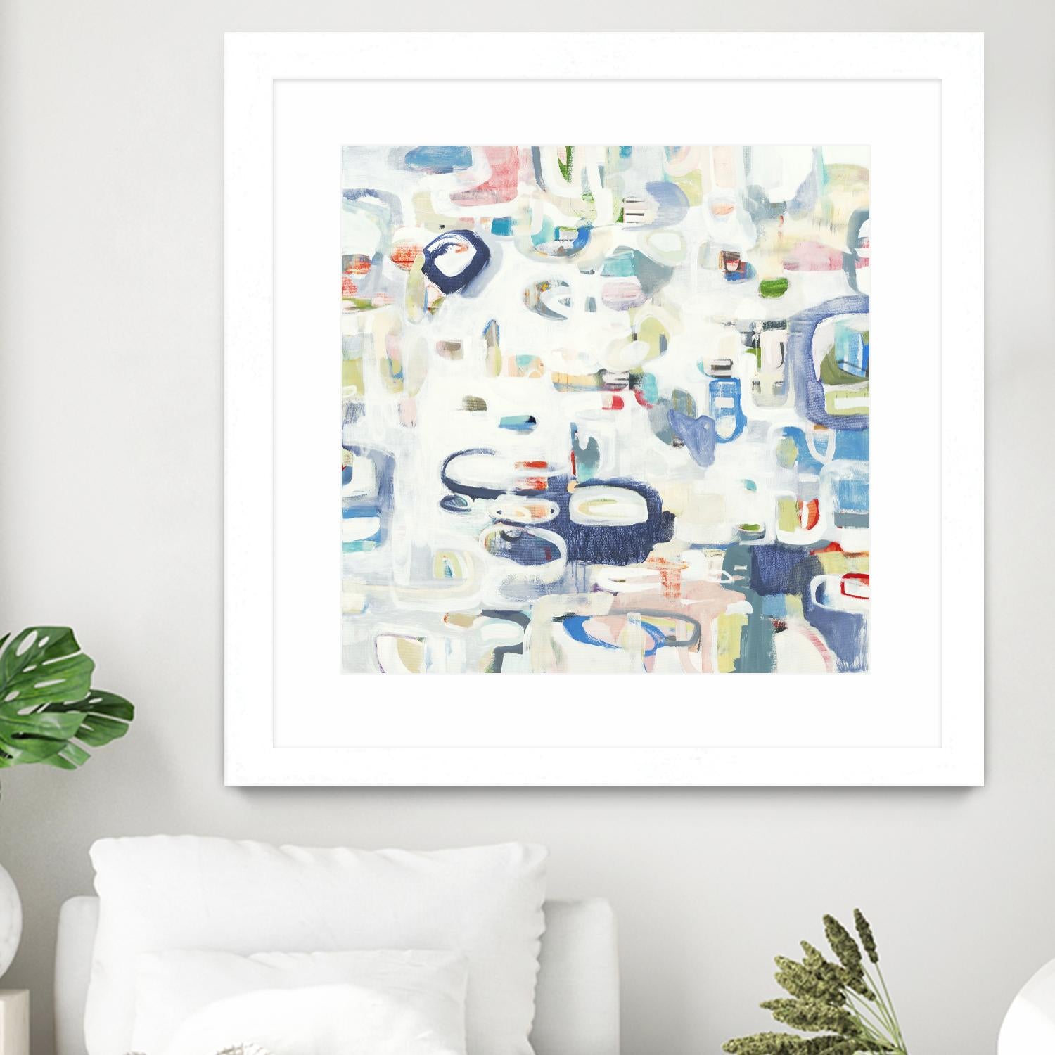 Retroactive by Lisa Ridgers on GIANT ART - whites & creams, blues abstract, geometric shapes