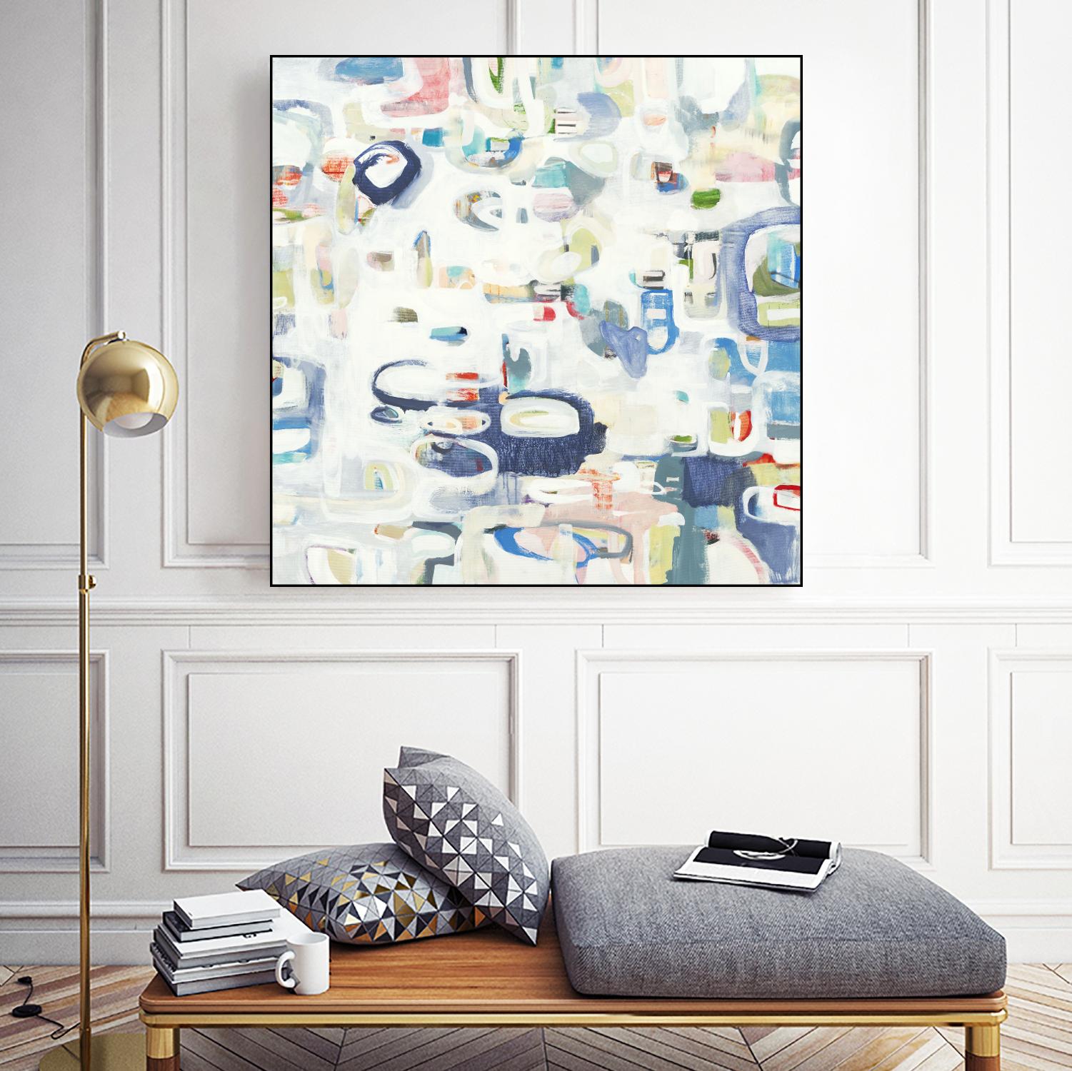 Retroactive by Lisa Ridgers on GIANT ART - whites & creams, blues abstract, geometric shapes