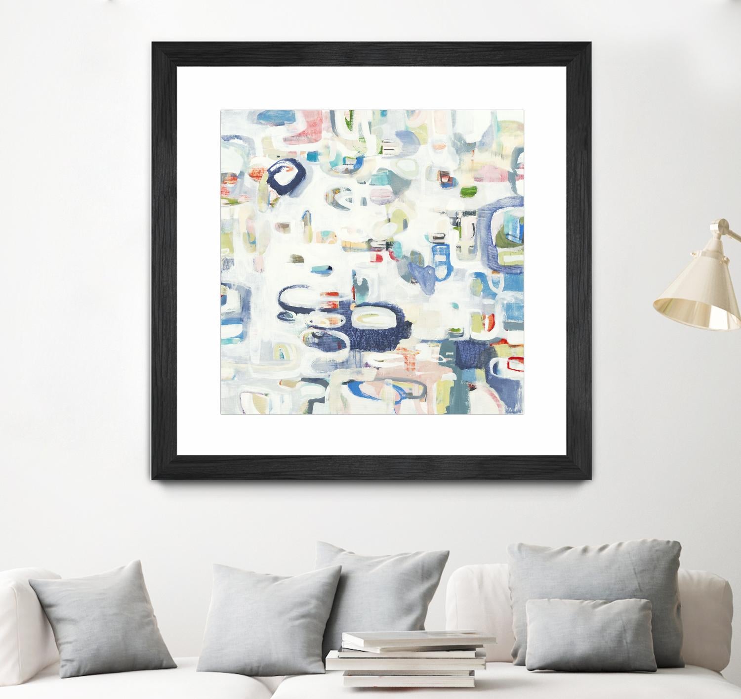 Retroactive by Lisa Ridgers on GIANT ART - whites & creams, blues abstract, geometric shapes