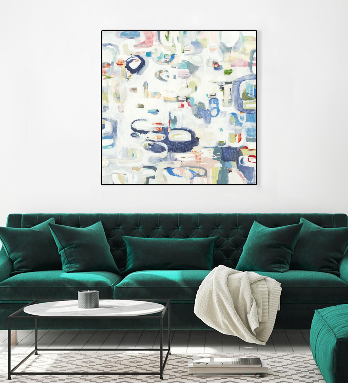 Retroactive by Lisa Ridgers on GIANT ART - whites & creams, blues abstract, geometric shapes