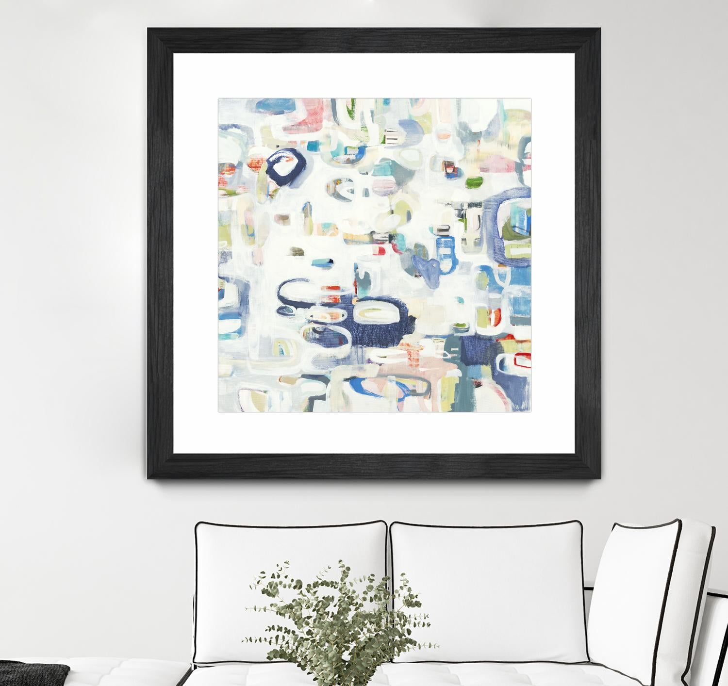 Retroactive by Lisa Ridgers on GIANT ART - whites & creams, blues abstract, geometric shapes