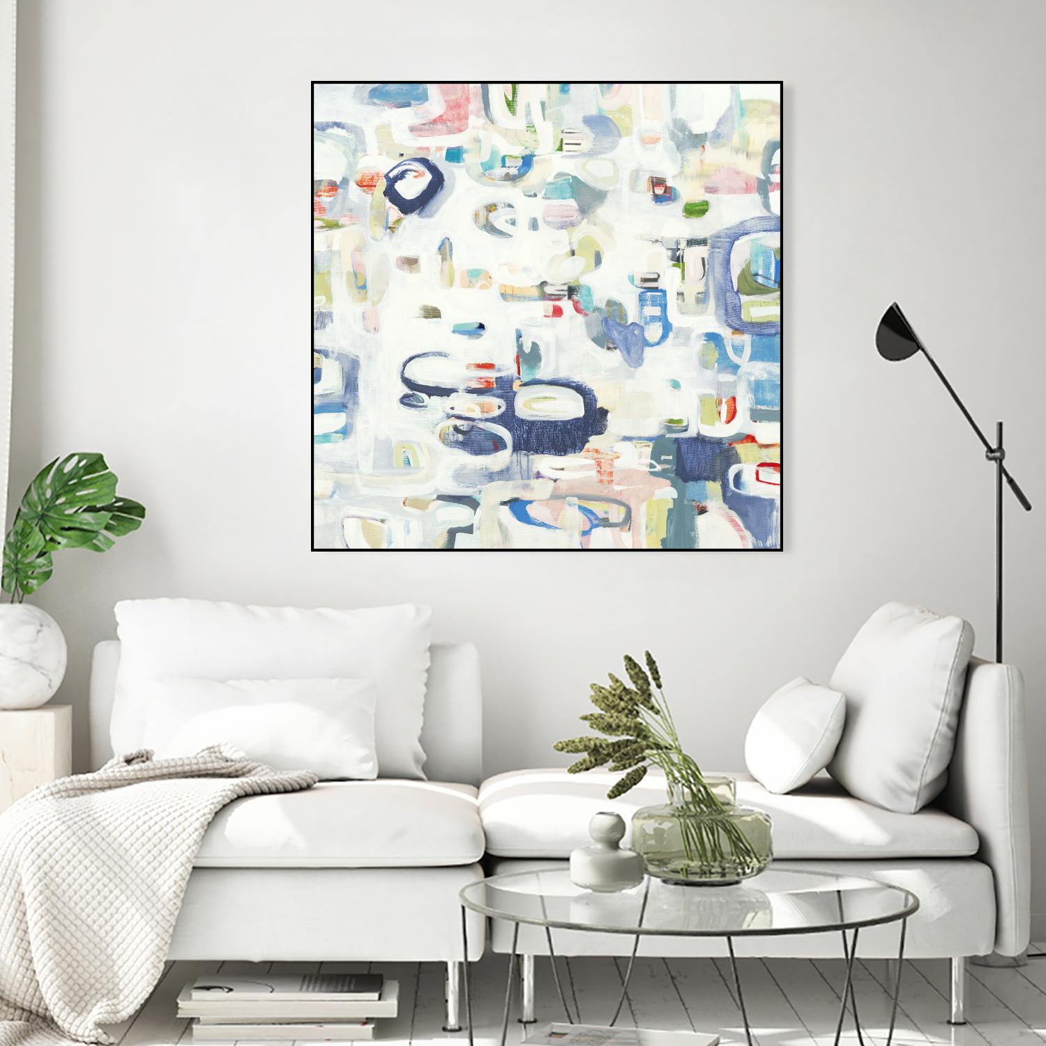 Retroactive by Lisa Ridgers on GIANT ART - whites & creams, blues abstract, geometric shapes