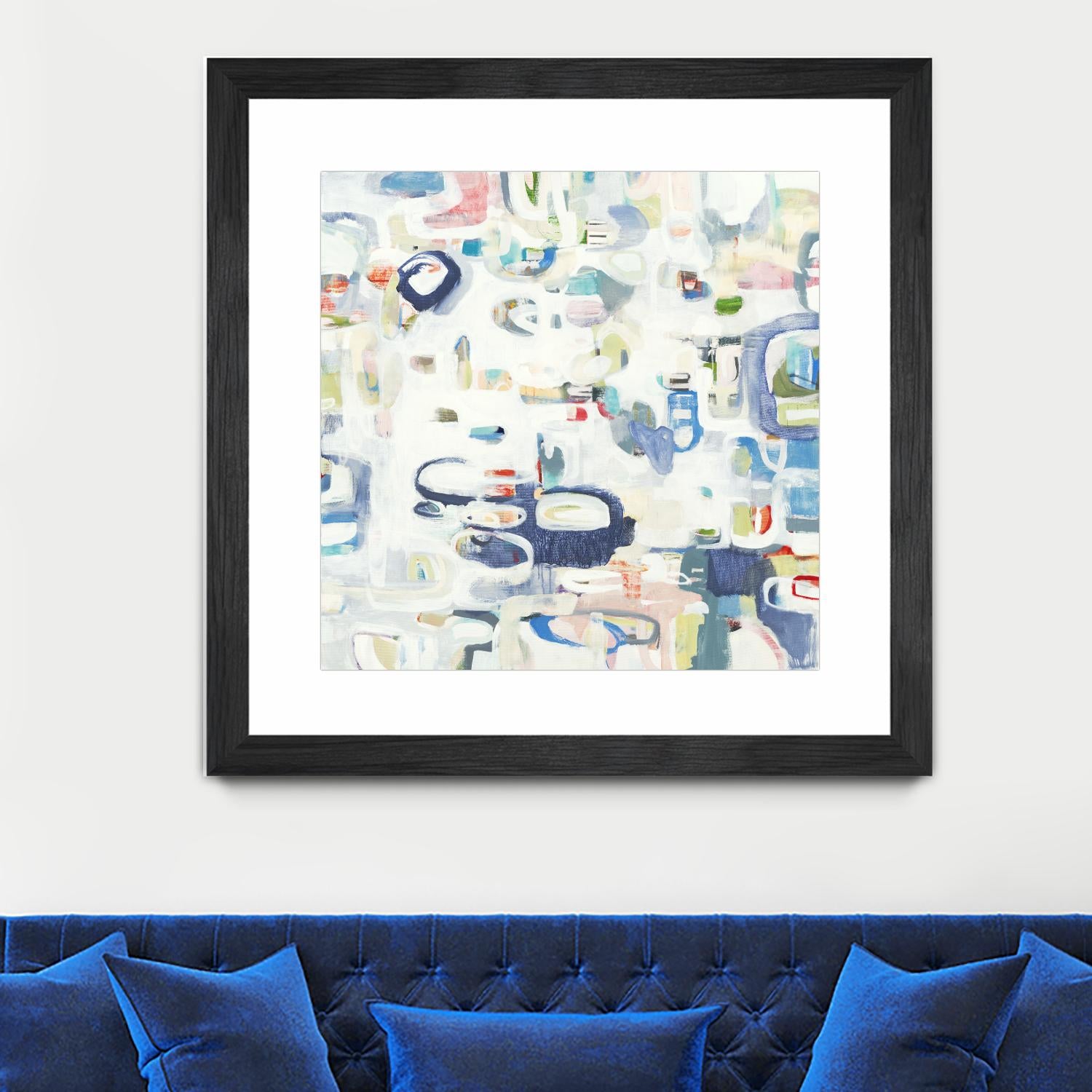 Retroactive by Lisa Ridgers on GIANT ART - whites & creams, blues abstract, geometric shapes