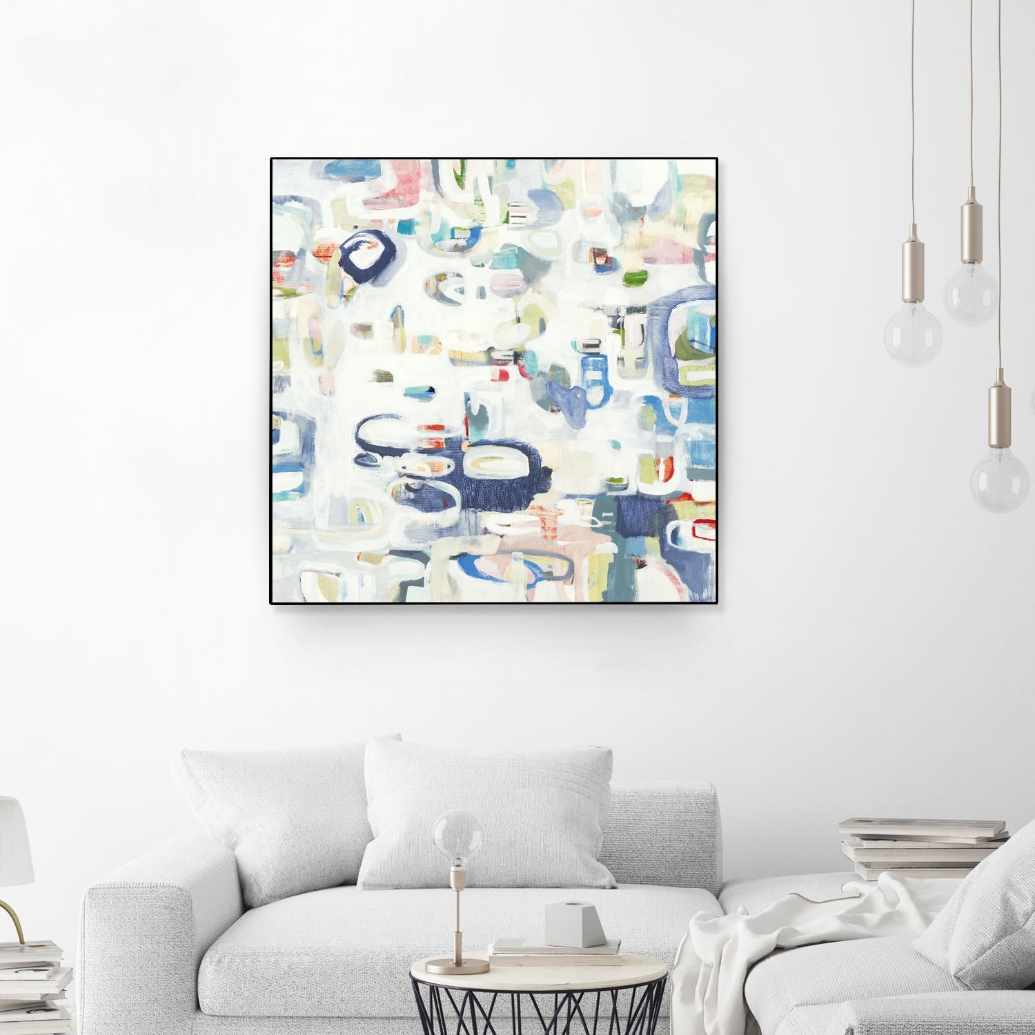 Retroactive by Lisa Ridgers on GIANT ART - whites & creams, blues abstract, geometric shapes