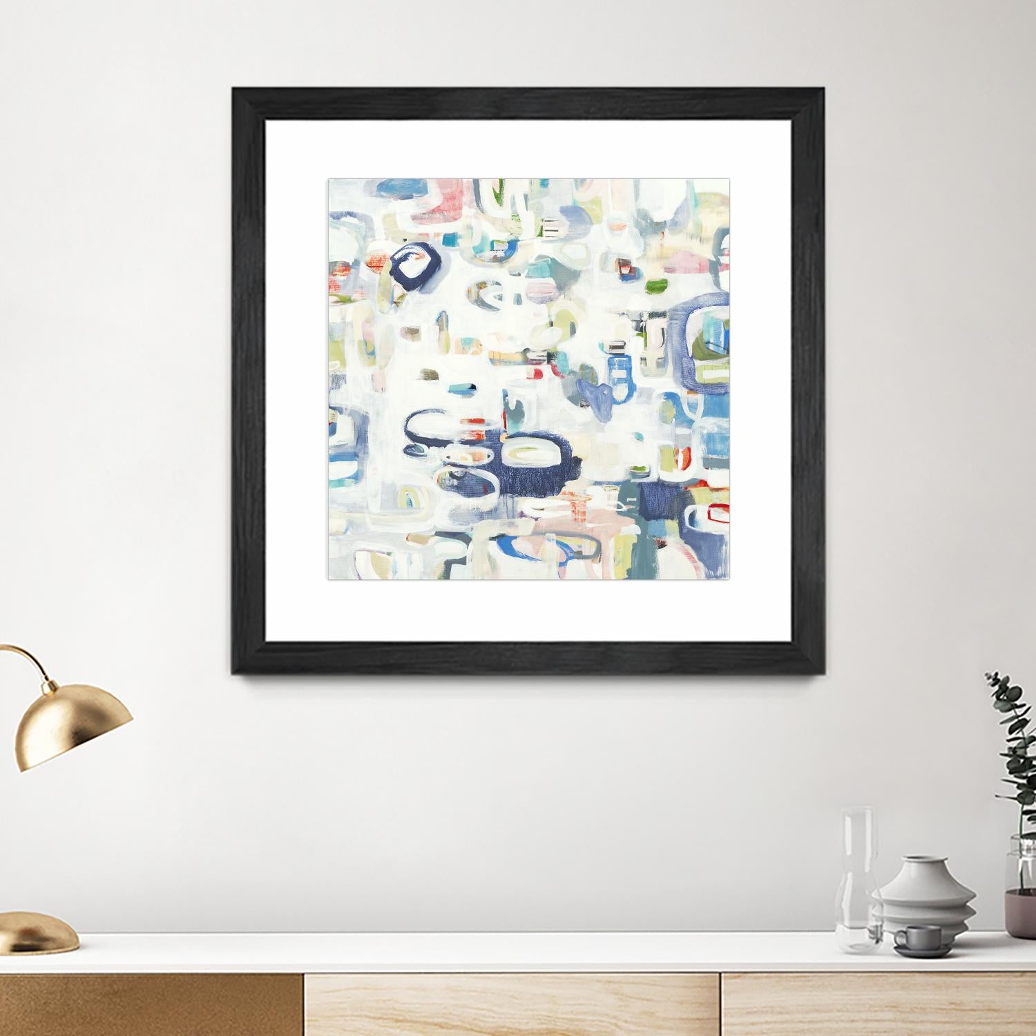 Retroactive by Lisa Ridgers on GIANT ART - whites & creams, blues abstract, geometric shapes