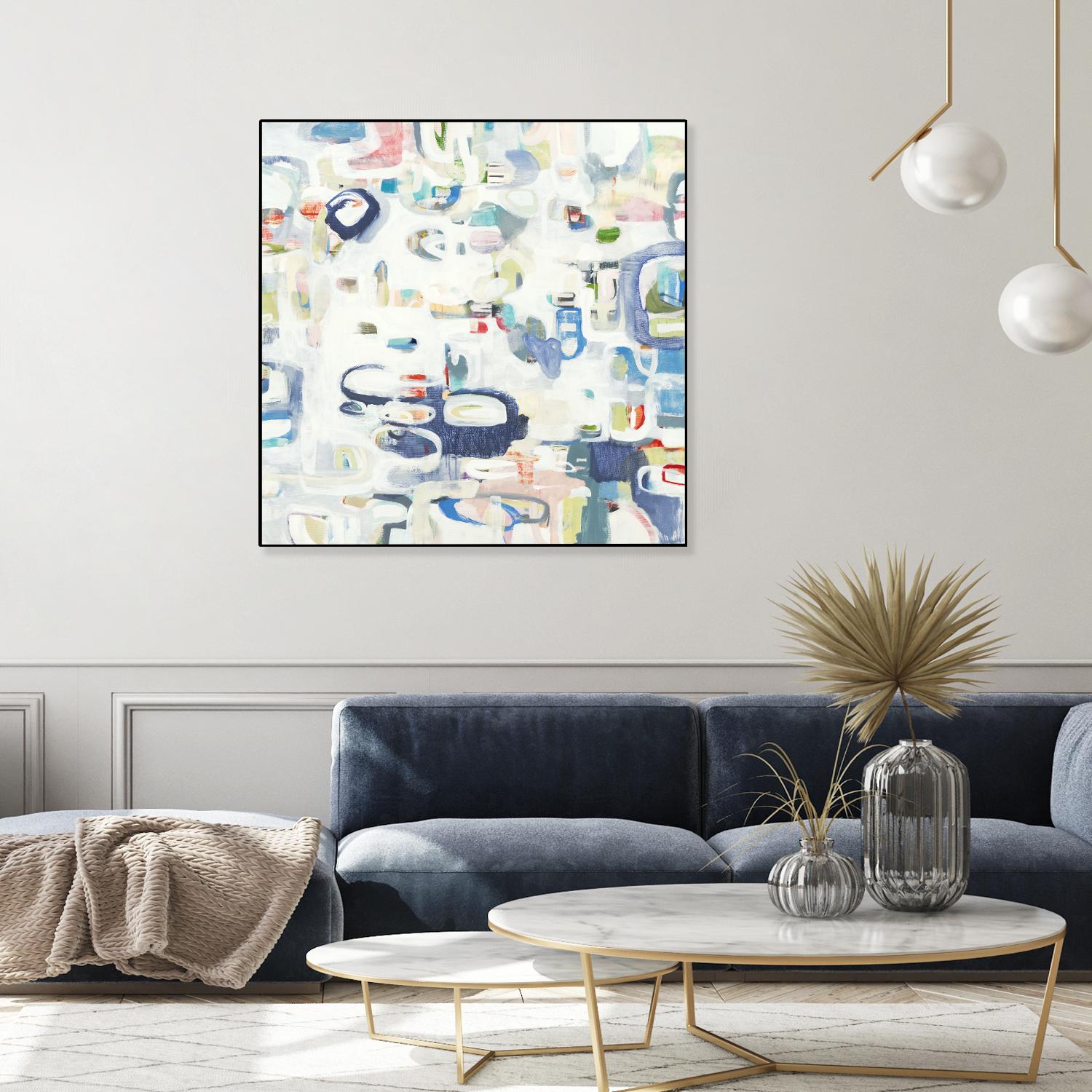 Retroactive by Lisa Ridgers on GIANT ART - whites & creams, blues abstract, geometric shapes