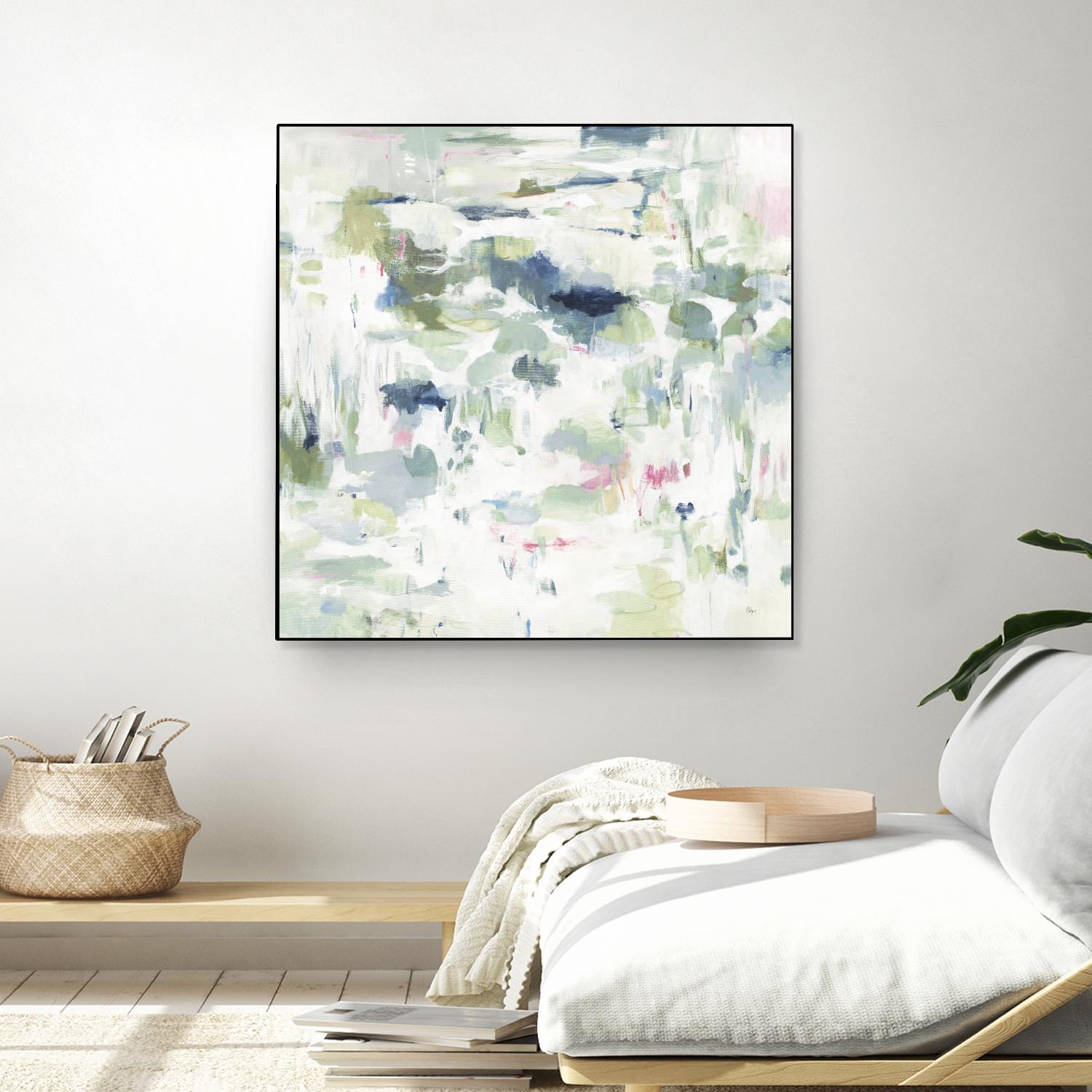Abstract Reflections by Lisa Ridgers on GIANT ART - whites & creams, greens abstract
