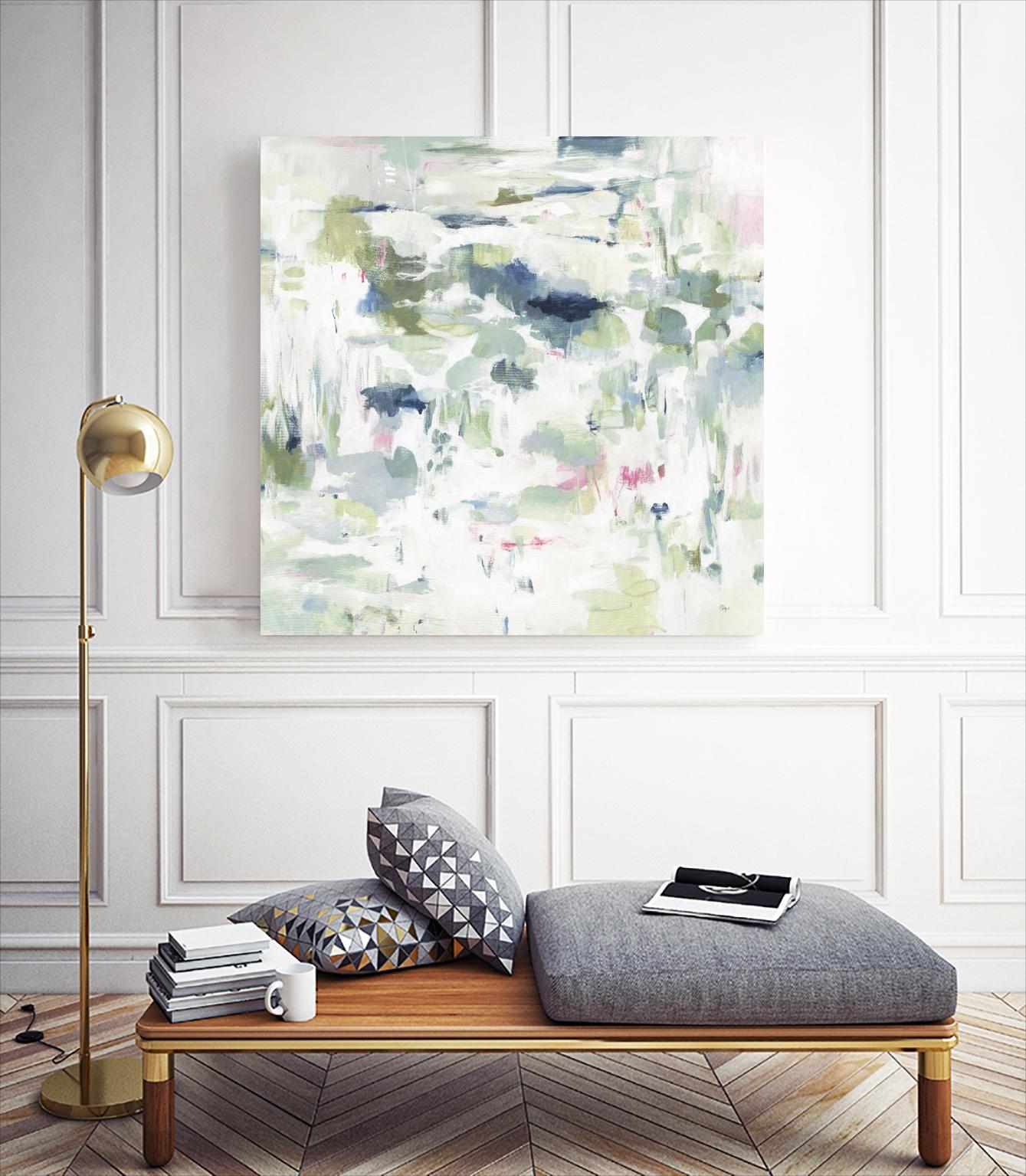 Abstract Reflections by Lisa Ridgers on GIANT ART - whites & creams, greens abstract