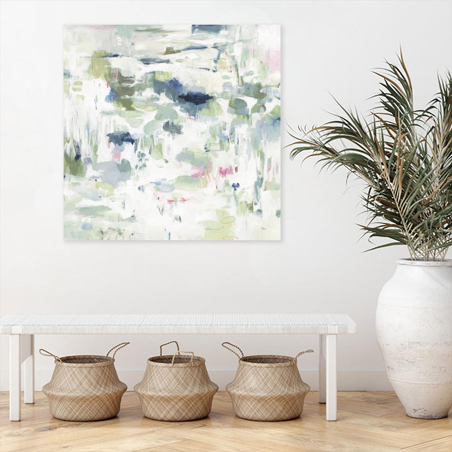 Abstract Reflections by Lisa Ridgers on GIANT ART - whites & creams, greens abstract