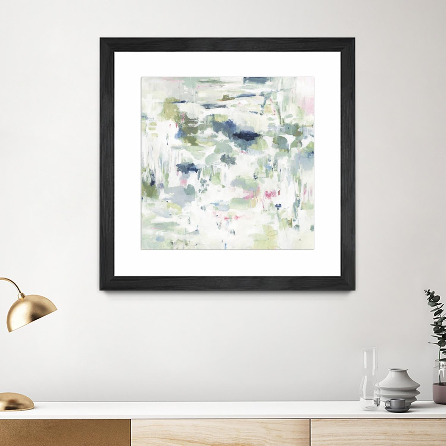 Abstract Reflections by Lisa Ridgers on GIANT ART - whites & creams, greens abstract
