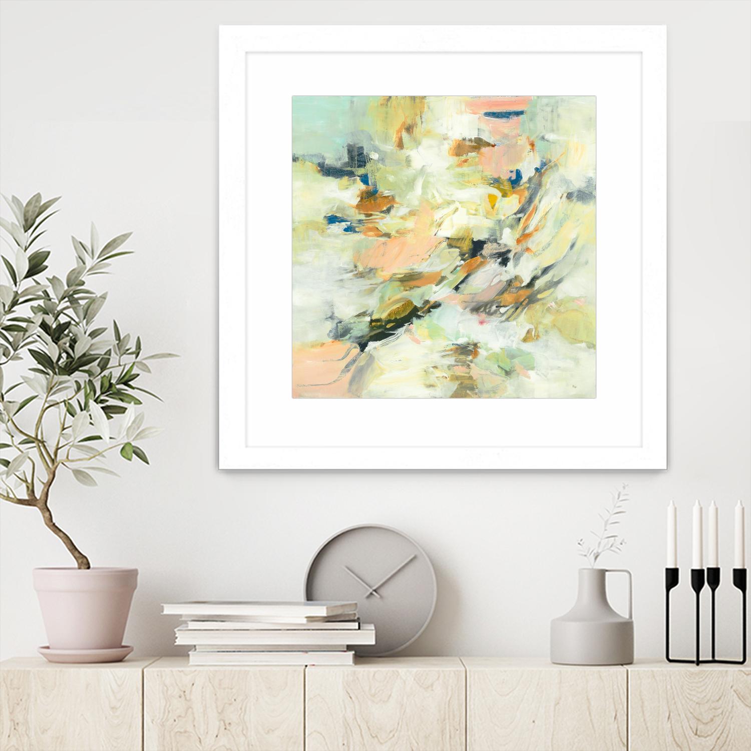 Into The Calm by Lisa Ridgers on GIANT ART - greens abstract pales