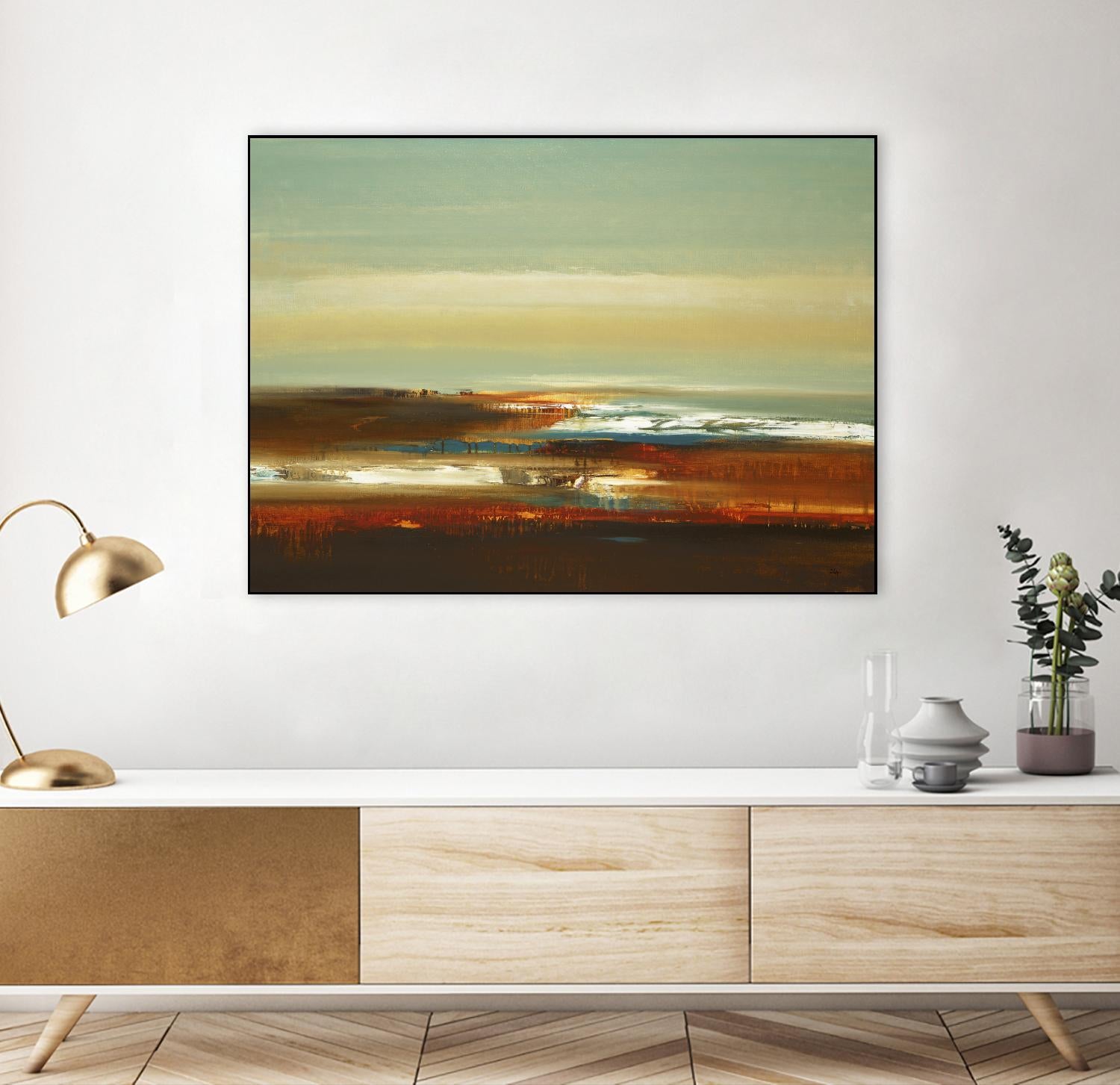 Layered Scape V by Lisa Ridgers on GIANT ART - beige abstract