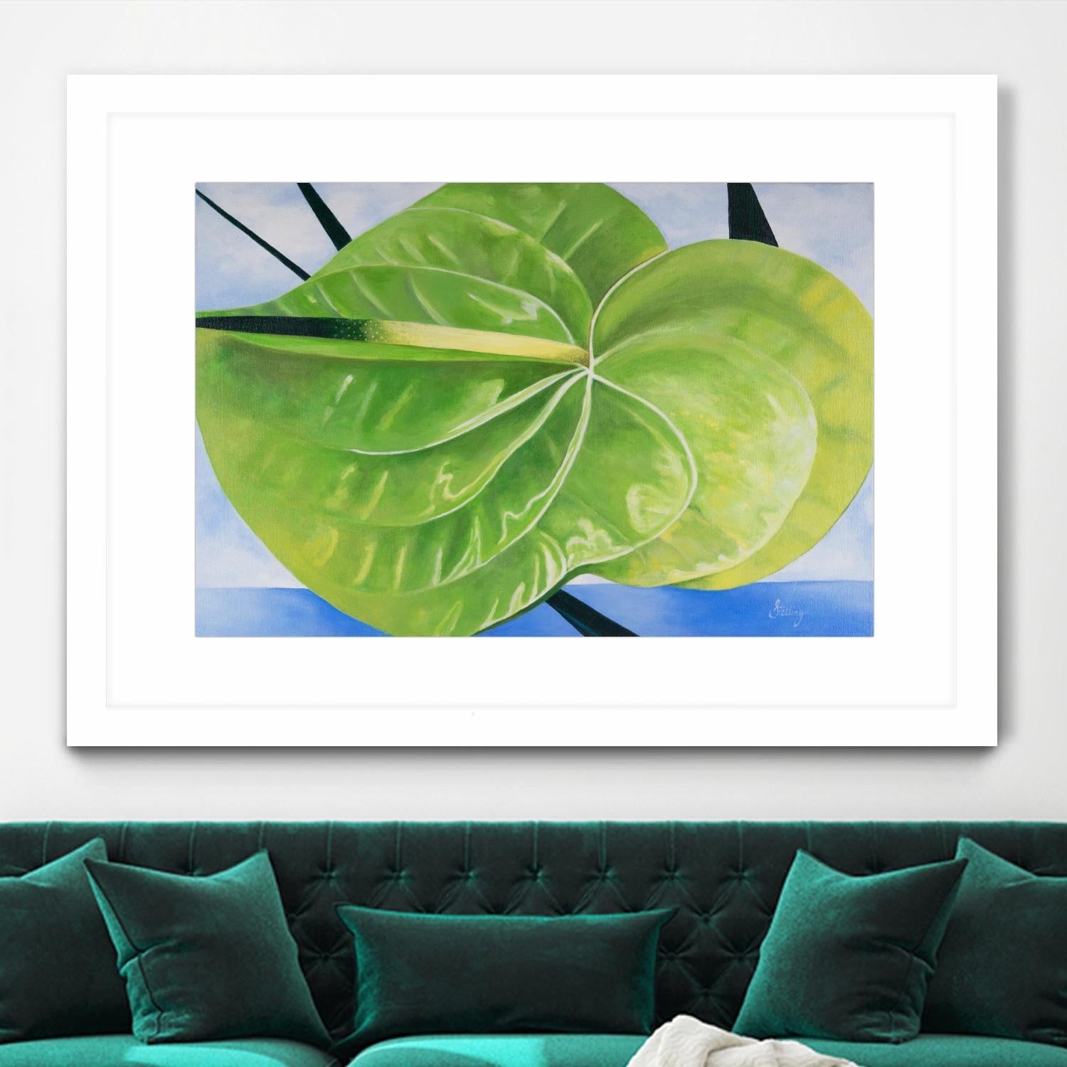ANTHURIUM by LINDA STELLING on GIANT ART - blue floral tropical floral
