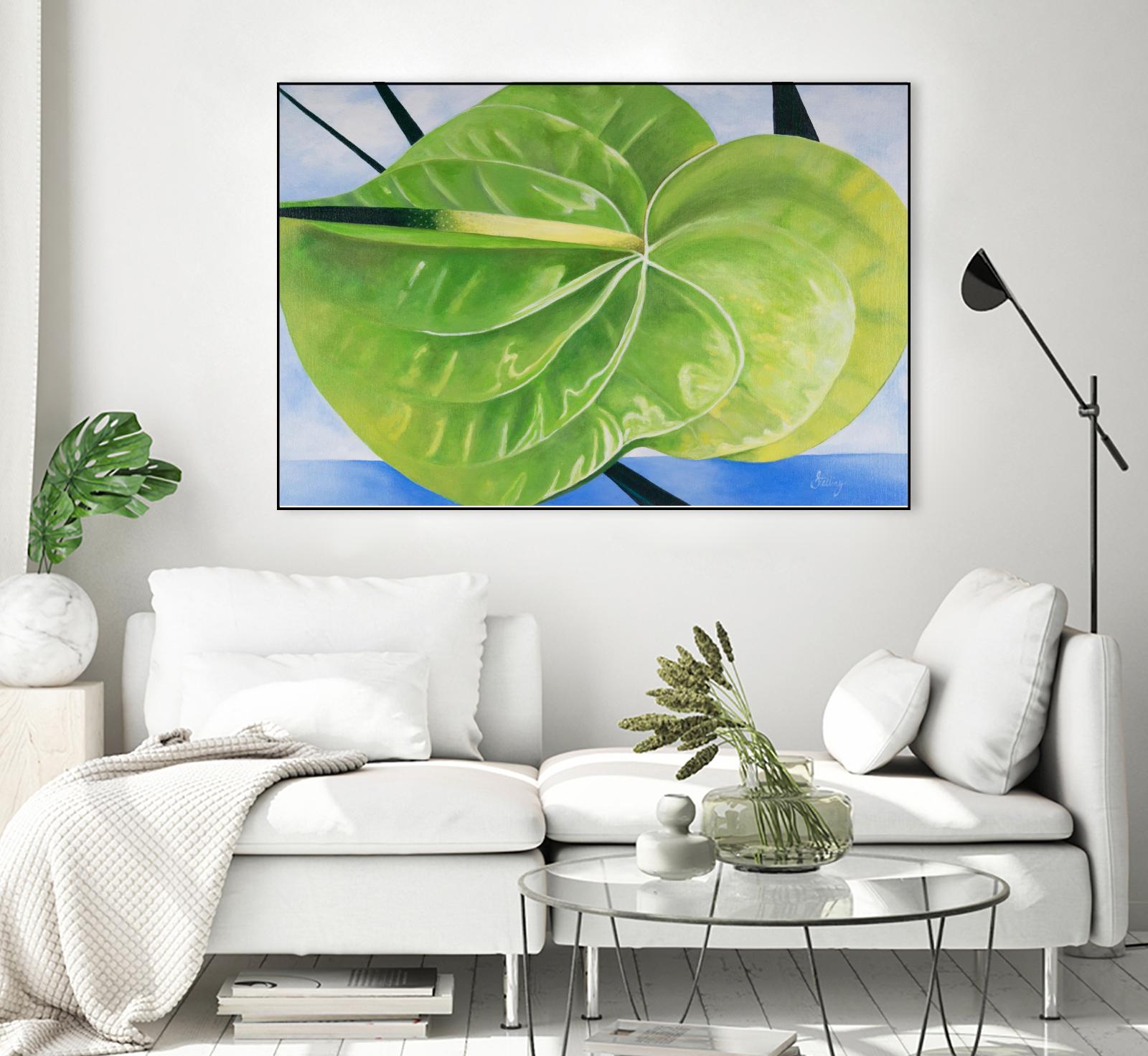 ANTHURIUM by LINDA STELLING on GIANT ART - blue floral tropical floral