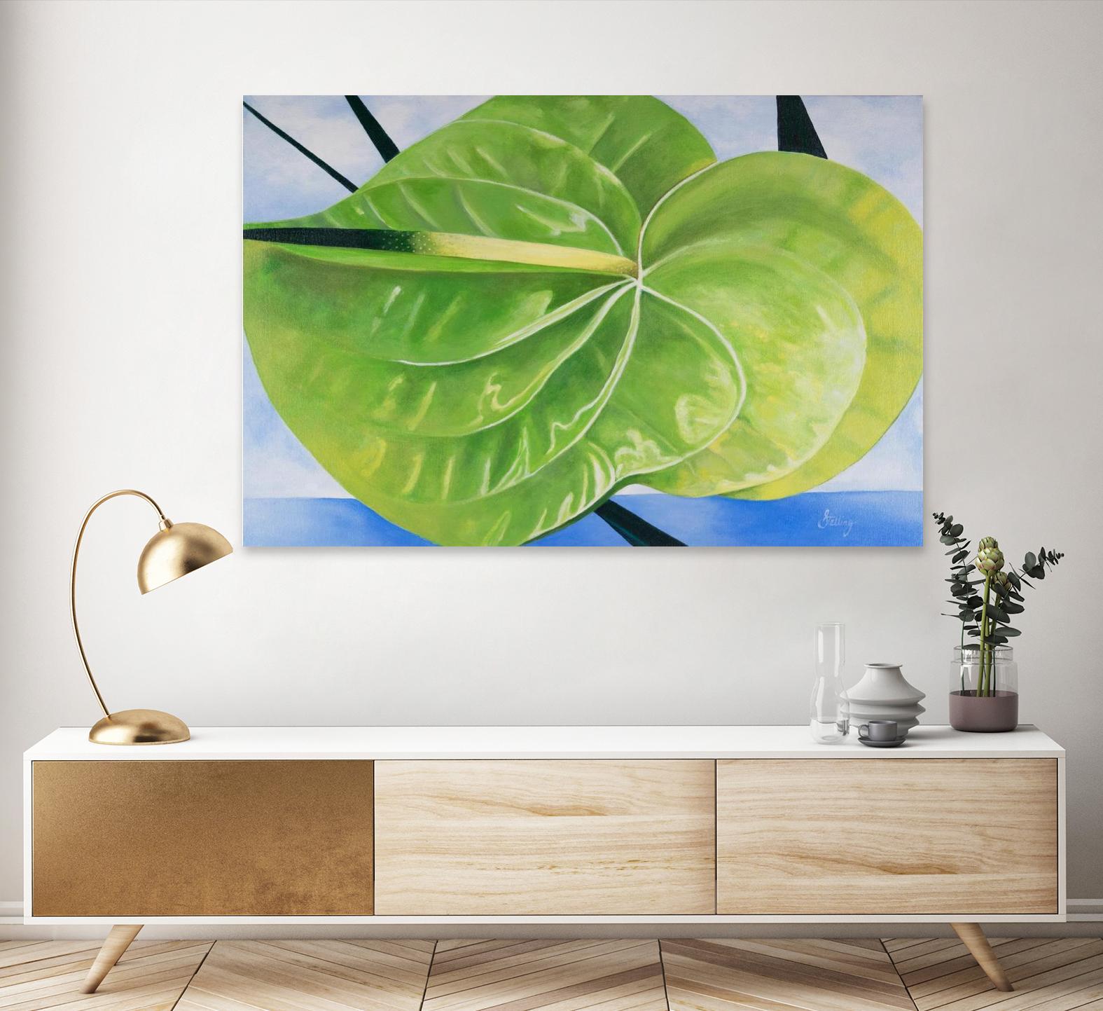 ANTHURIUM by LINDA STELLING on GIANT ART - blue floral tropical floral