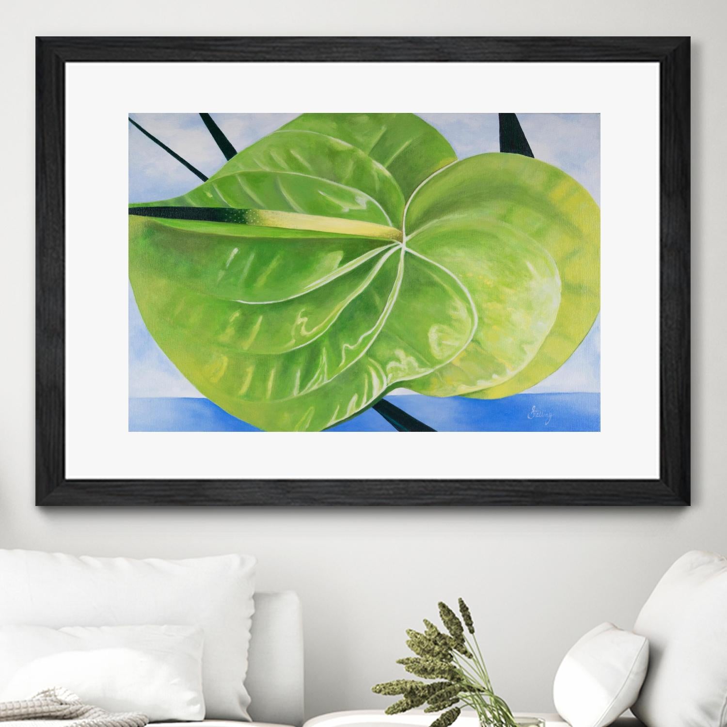 ANTHURIUM by LINDA STELLING on GIANT ART - blue floral tropical floral