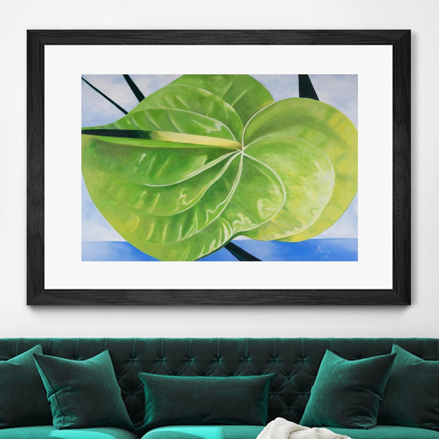 ANTHURIUM by LINDA STELLING on GIANT ART - blue floral tropical floral
