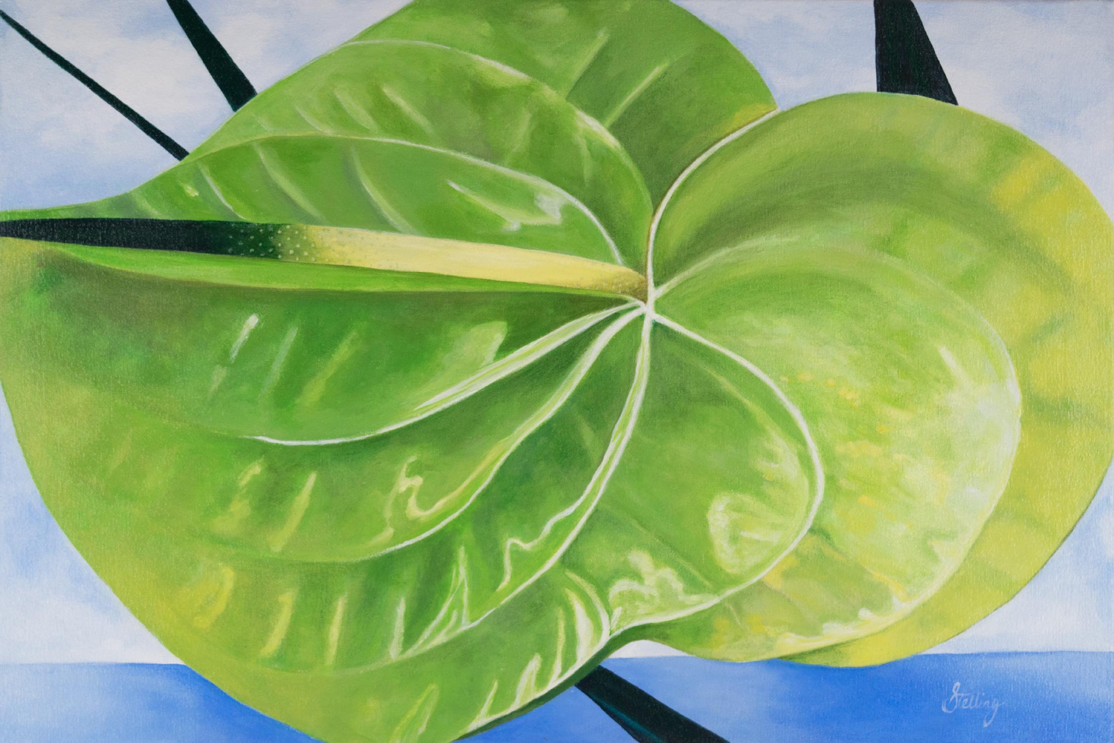 ANTHURIUM by LINDA STELLING on GIANT ART - blue floral tropical floral