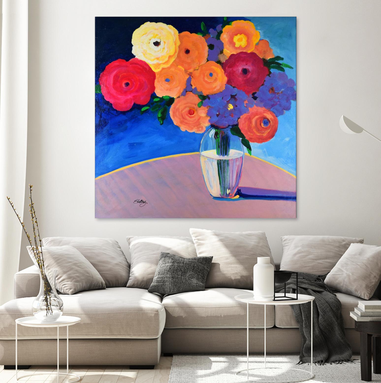 CLEAR AND PRESENT by LINDA STELLING on GIANT ART - orange floral floral