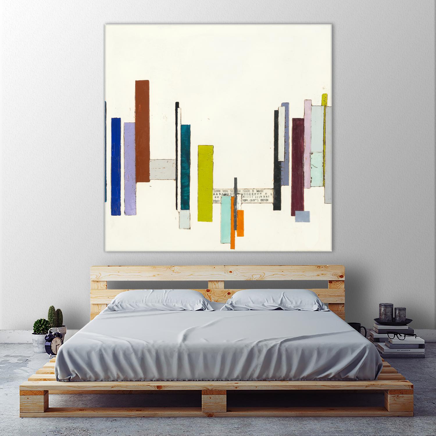 Love You To The Moon by Laura Van Horne on GIANT ART - whites & creams geometric shapes