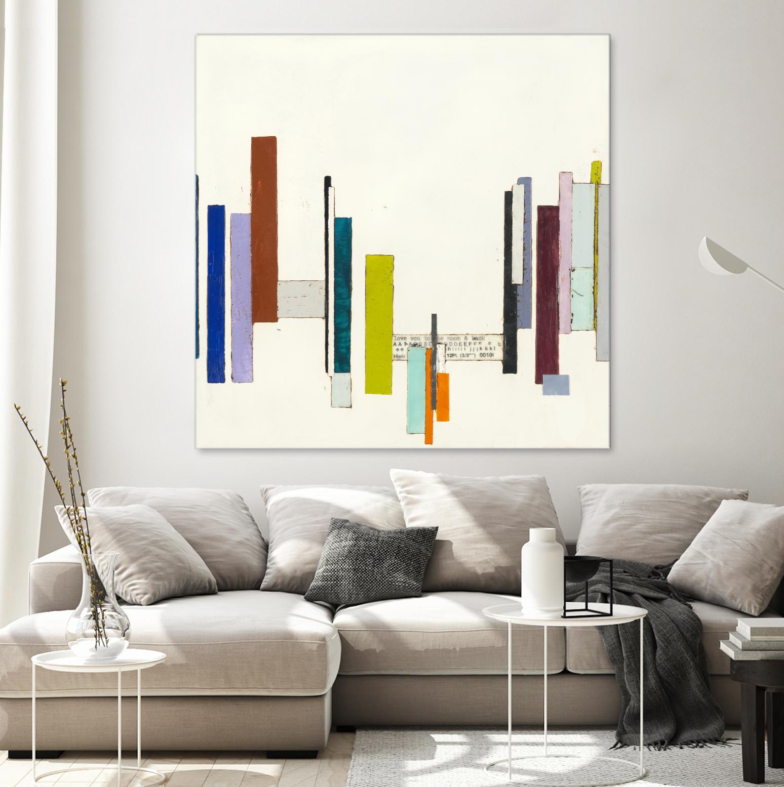 Love You To The Moon by Laura Van Horne on GIANT ART - whites & creams geometric shapes