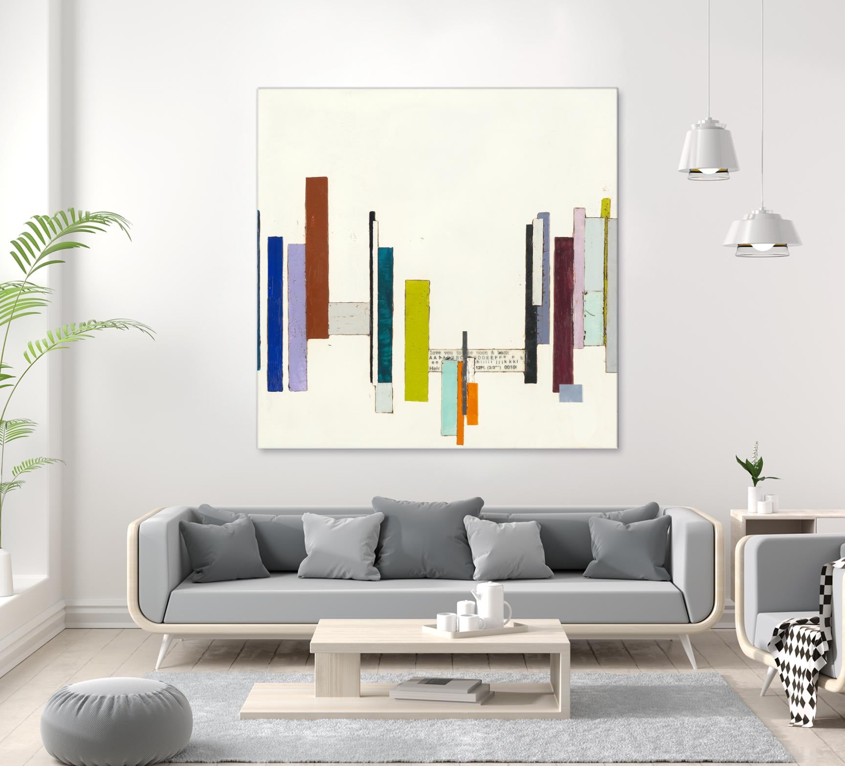 Love You To The Moon by Laura Van Horne on GIANT ART - whites & creams geometric shapes