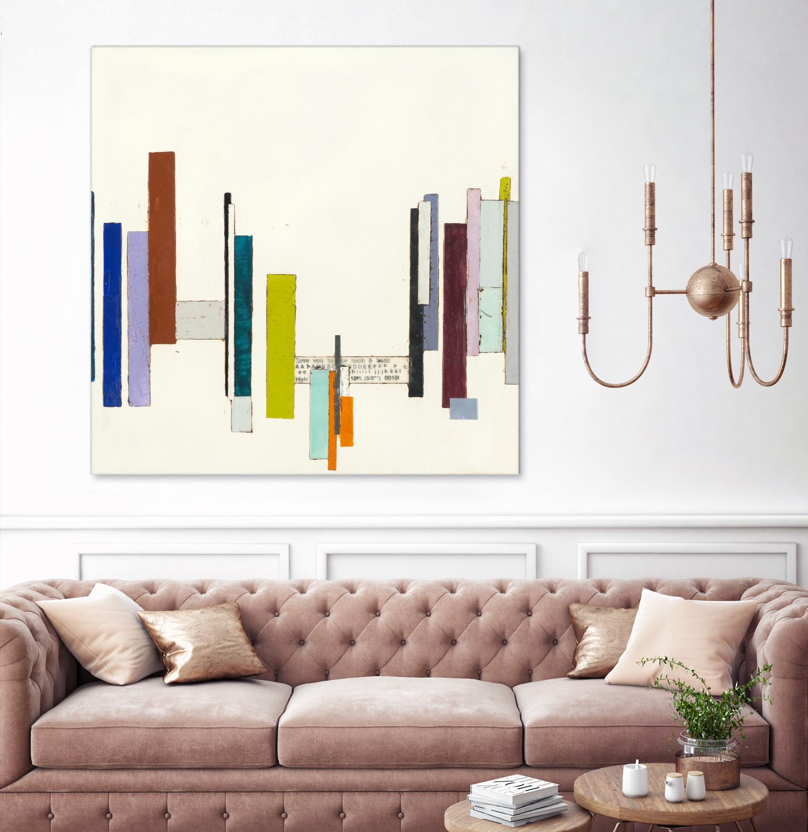 Love You To The Moon by Laura Van Horne on GIANT ART - whites & creams geometric shapes