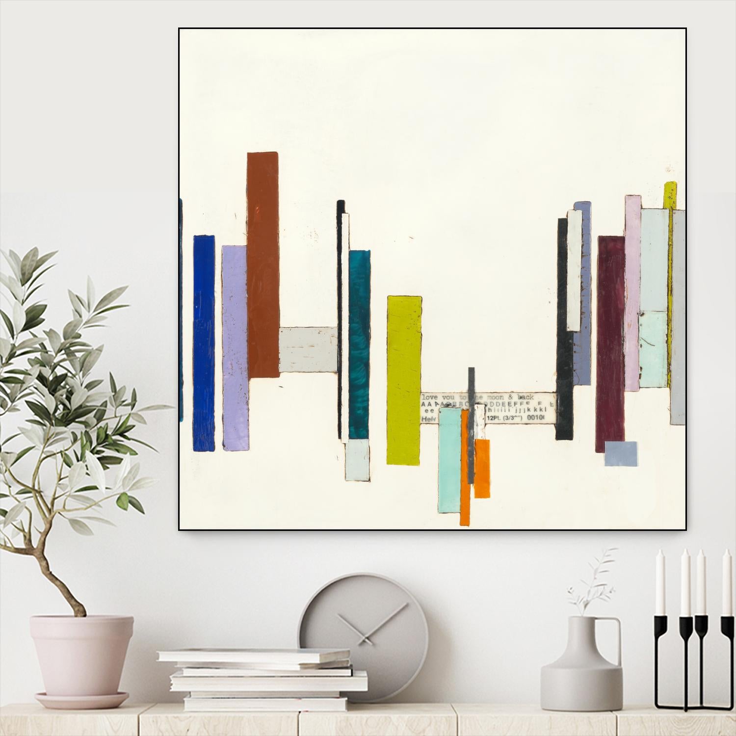 Love You To The Moon by Laura Van Horne on GIANT ART - whites & creams geometric shapes