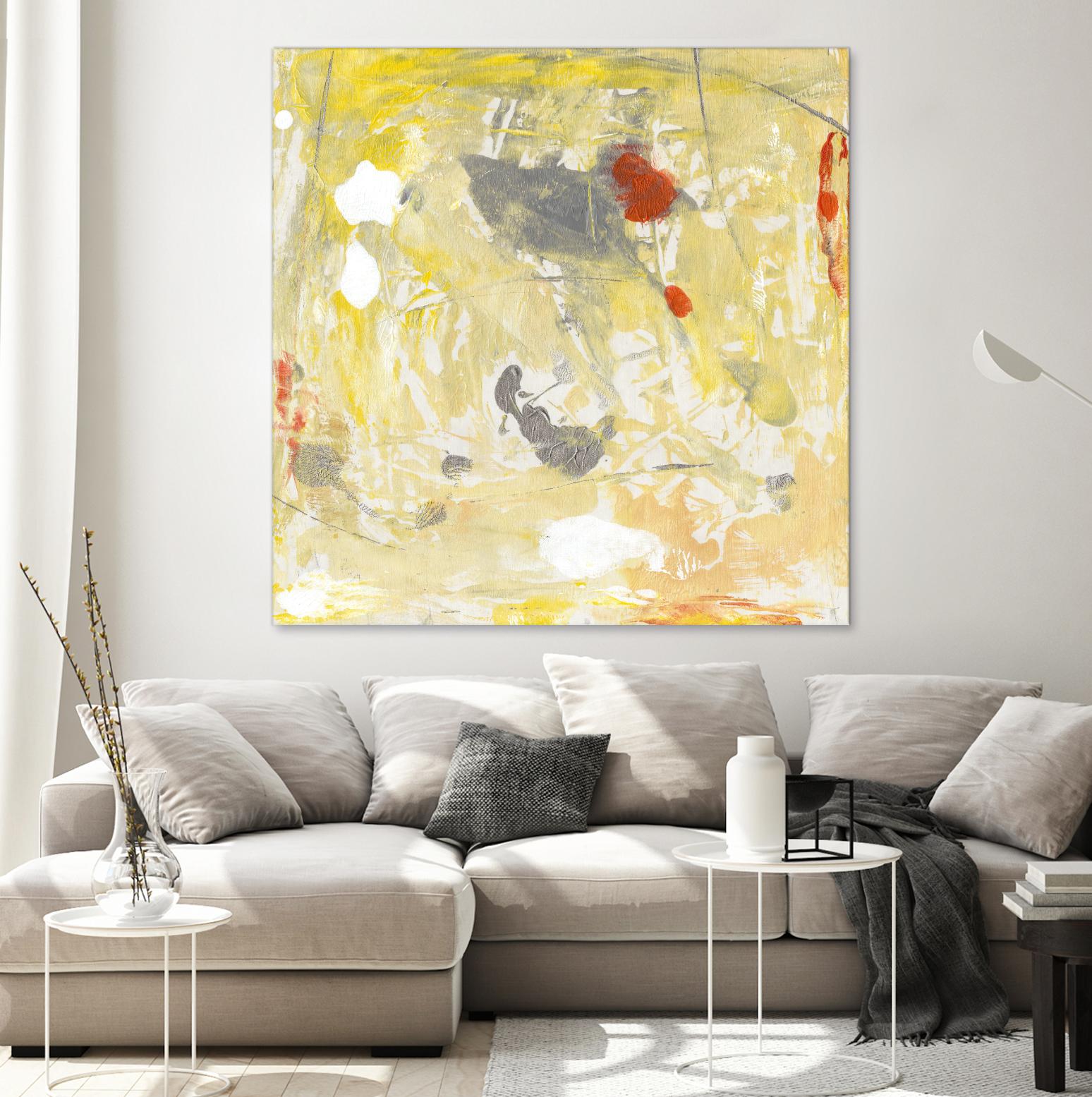 Lemon Jostle I by Tim OToole on GIANT ART - yellow abstract