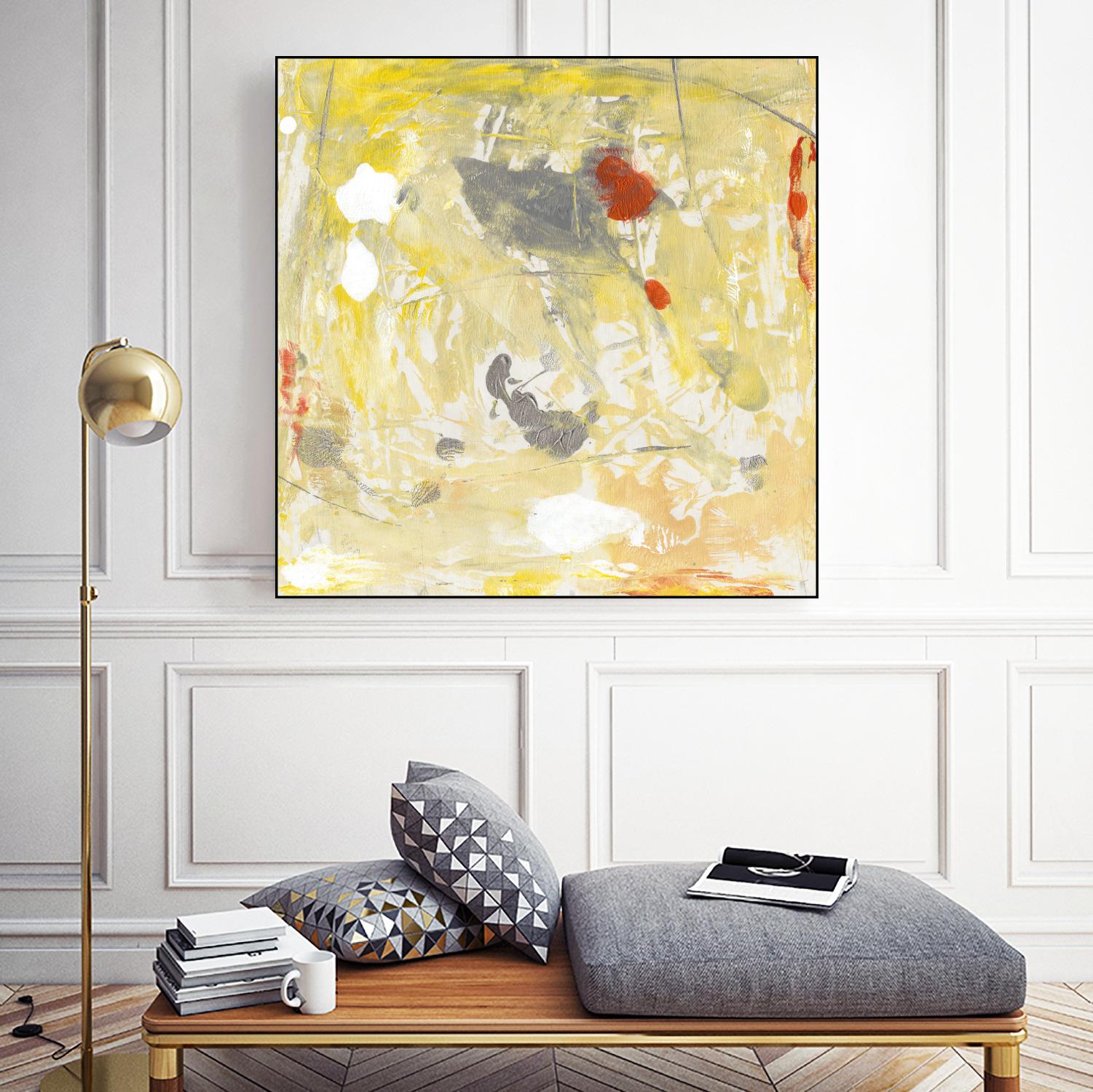 Lemon Jostle I by Tim OToole on GIANT ART - yellow abstract