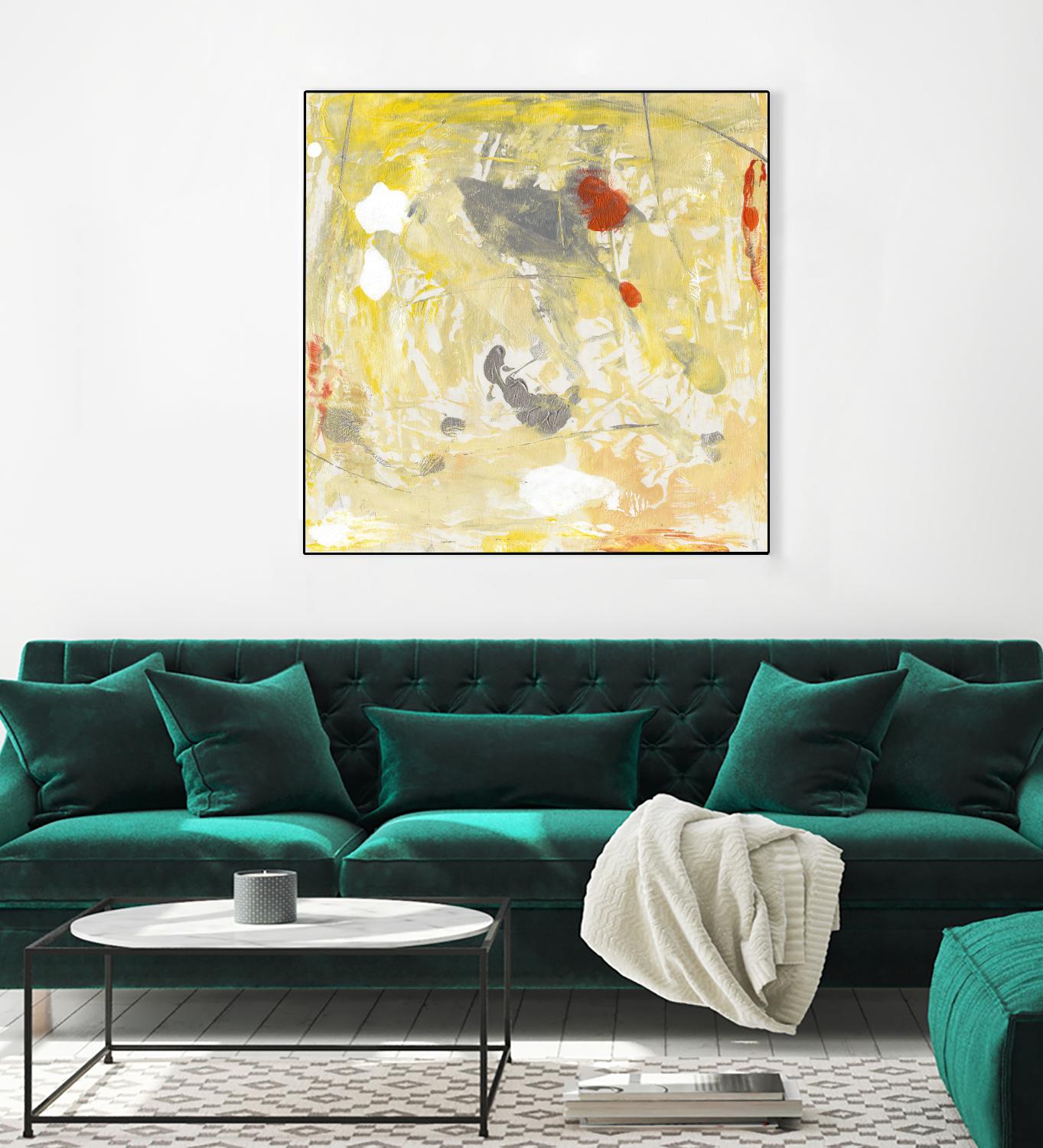 Lemon Jostle I by Tim OToole on GIANT ART - yellow abstract