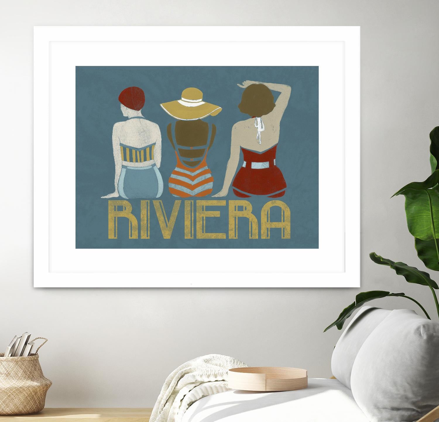 Vintage Bathing Beauties I by June Erica Vess on GIANT ART - blue fashion