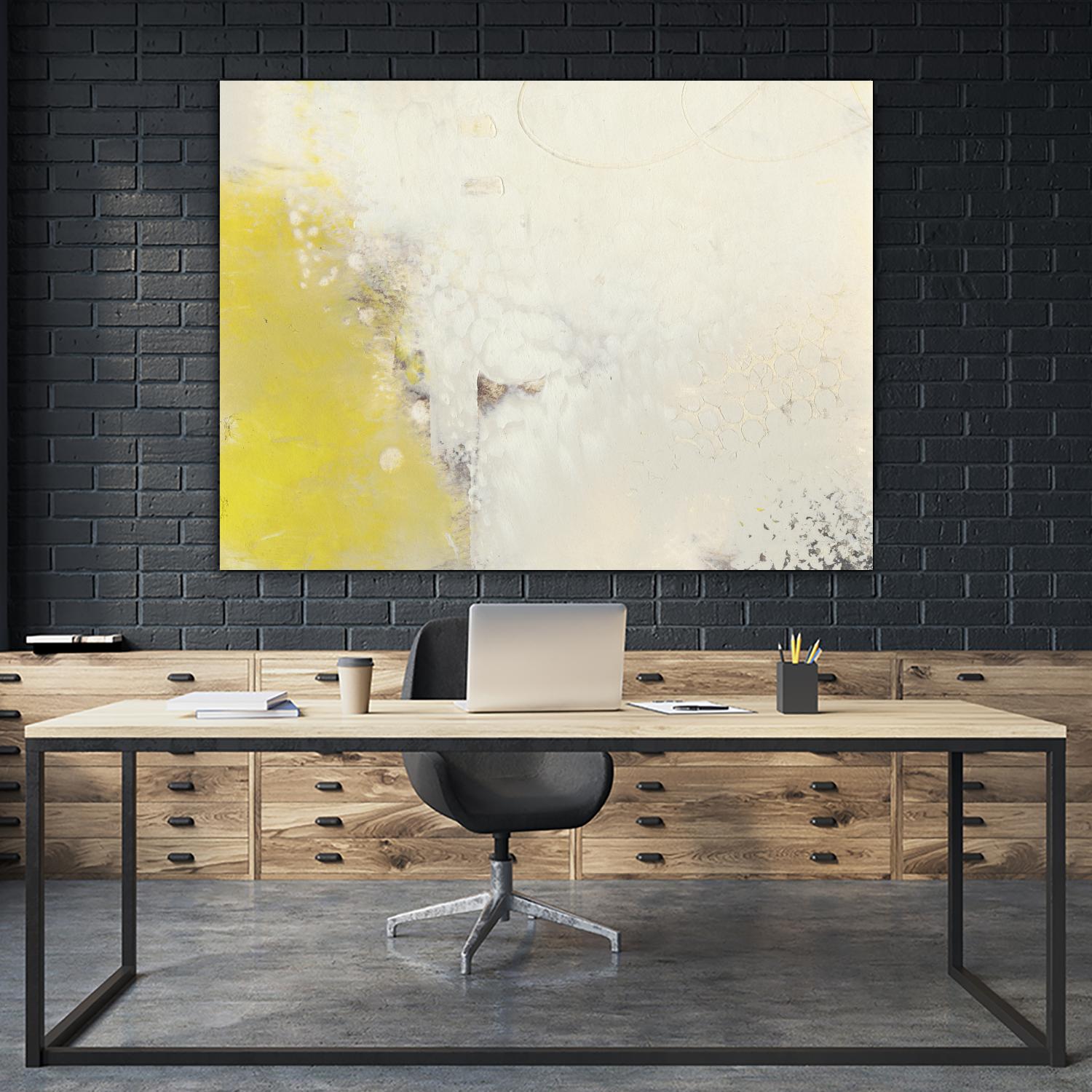 Yellow Lux I by Sue Jachimiec on GIANT ART - yellow abstract