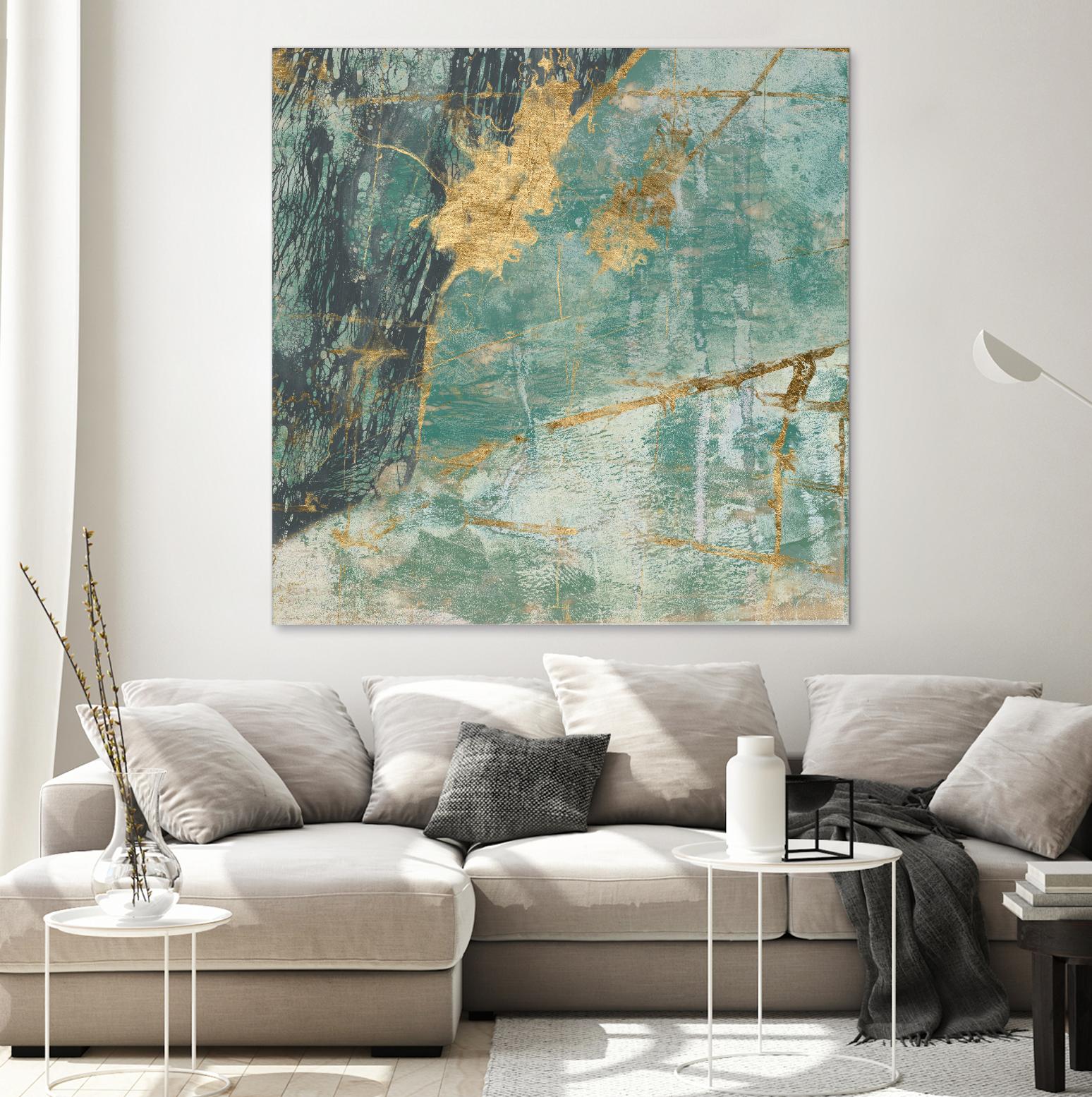 Teal Lace I by Jennifer Goldberger on GIANT ART - green abstract