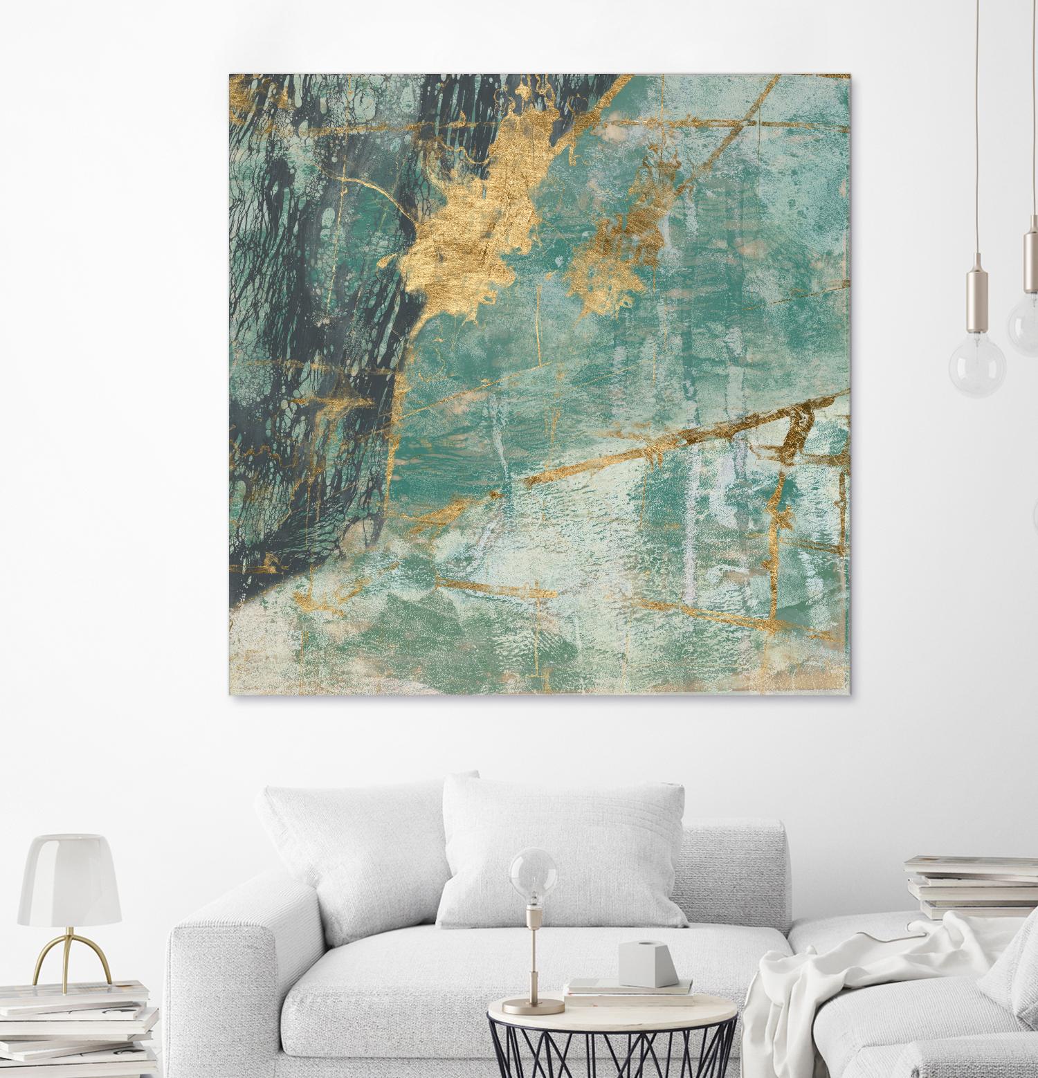 Teal Lace I by Jennifer Goldberger on GIANT ART - green abstract