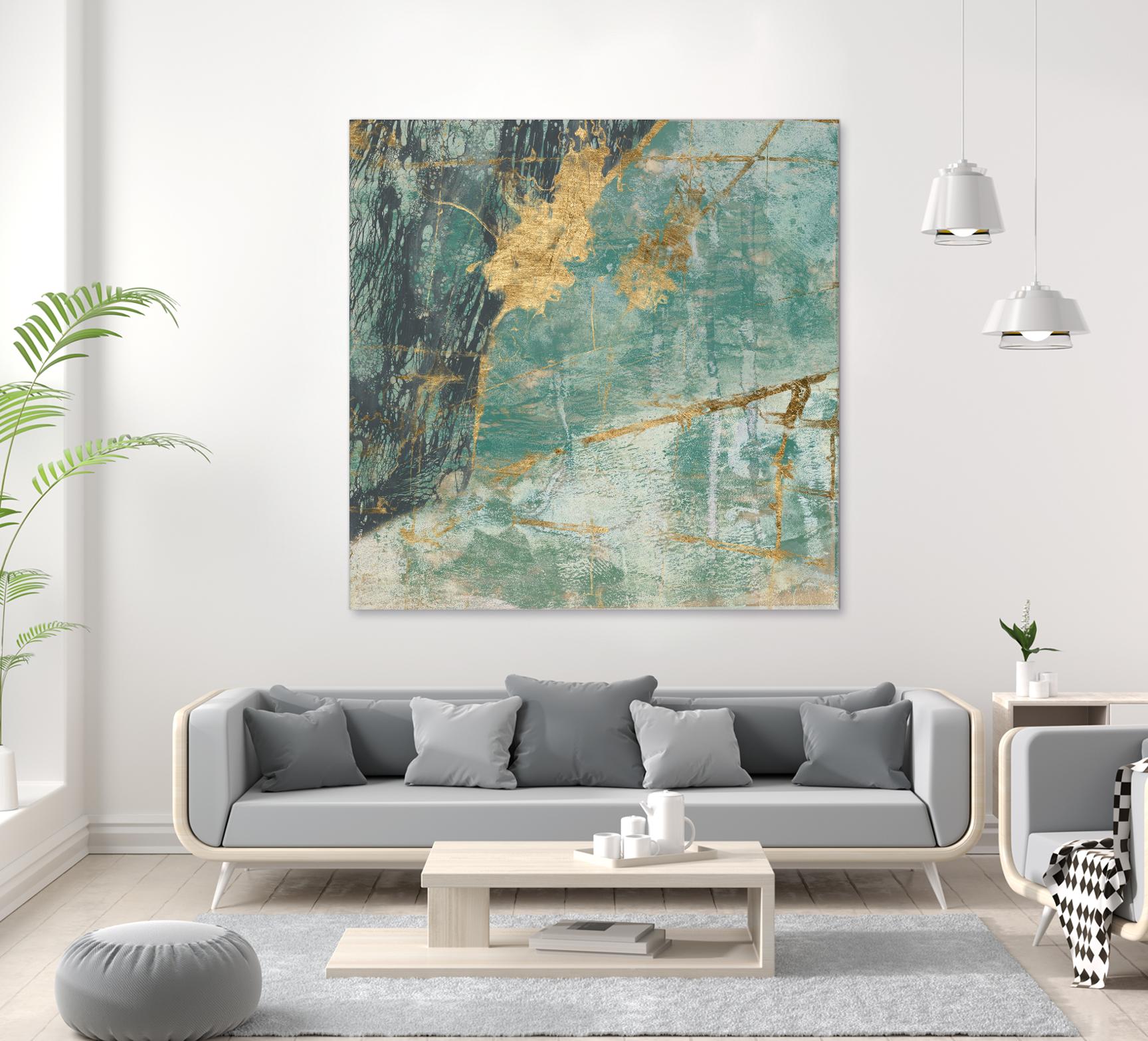 Teal Lace I by Jennifer Goldberger on GIANT ART - green abstract