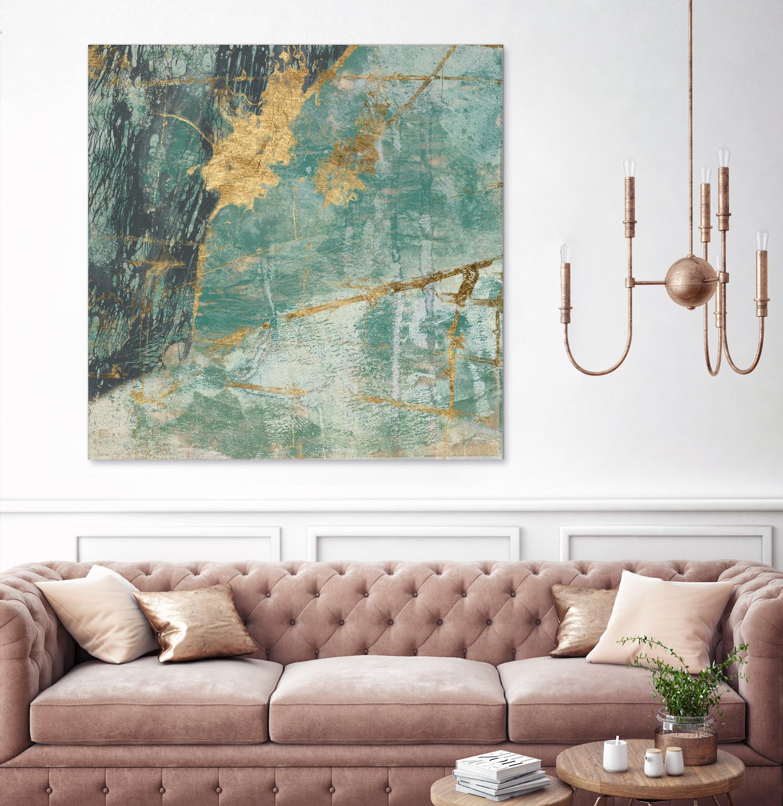 Teal Lace I by Jennifer Goldberger on GIANT ART - green abstract