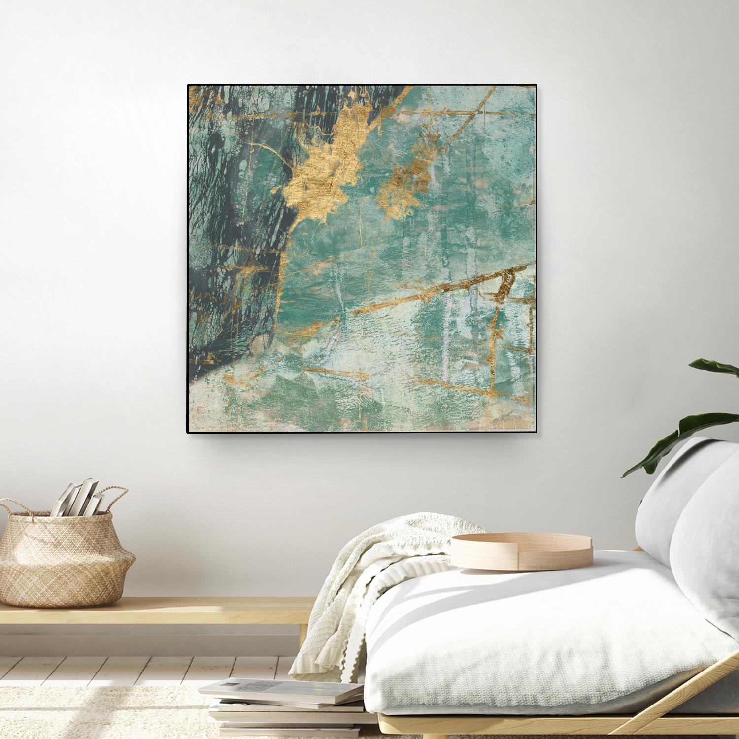 Teal Lace I by Jennifer Goldberger on GIANT ART - green abstract