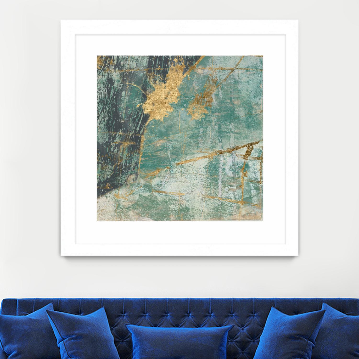Teal Lace I by Jennifer Goldberger on GIANT ART - green abstract