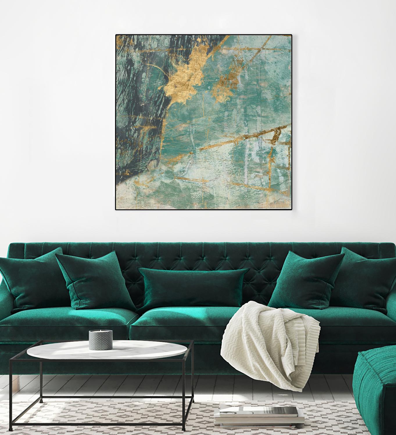 Teal Lace I by Jennifer Goldberger on GIANT ART - green abstract
