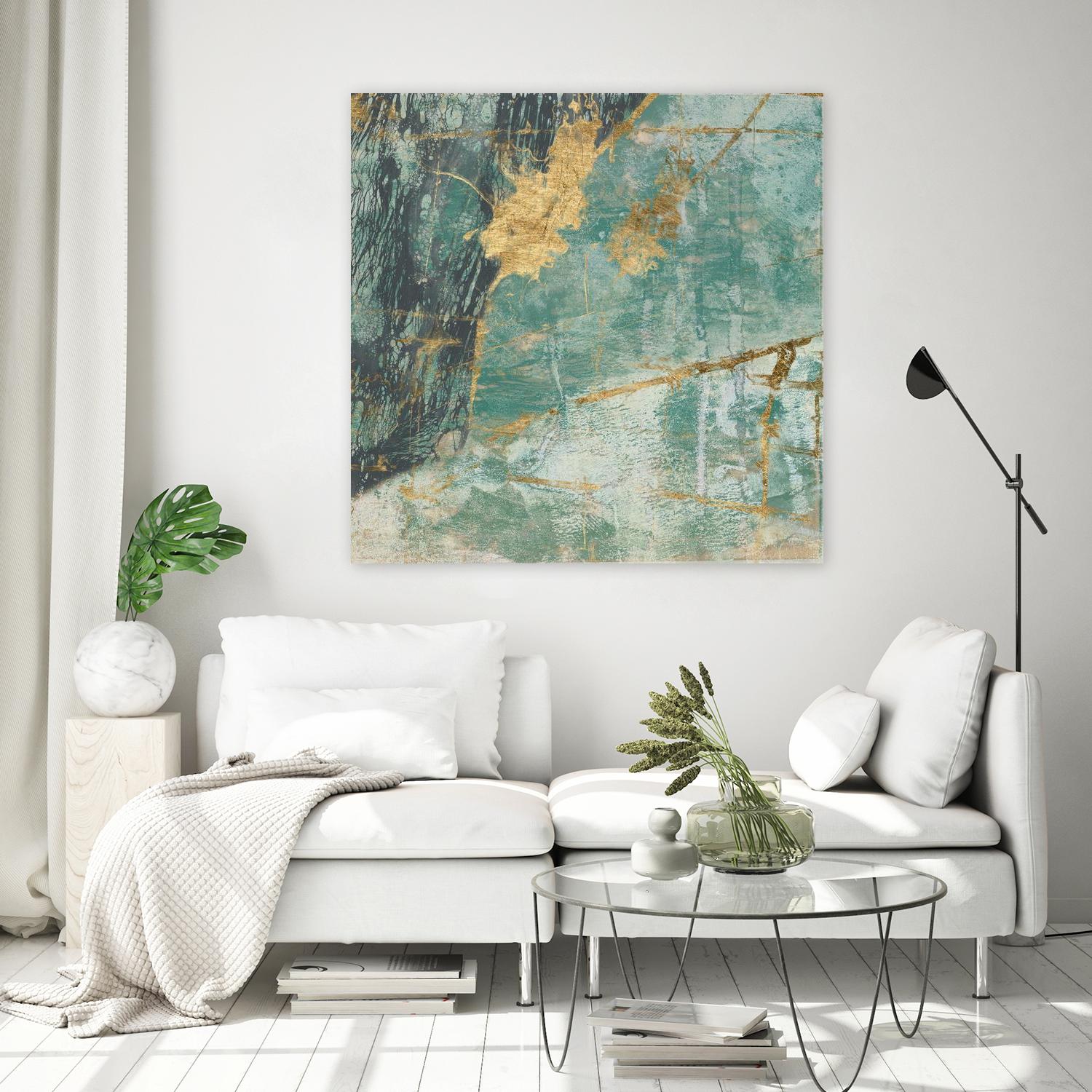 Teal Lace I by Jennifer Goldberger on GIANT ART - green abstract