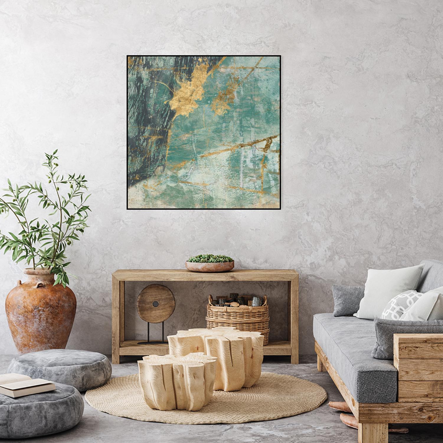 Teal Lace I by Jennifer Goldberger on GIANT ART - green abstract