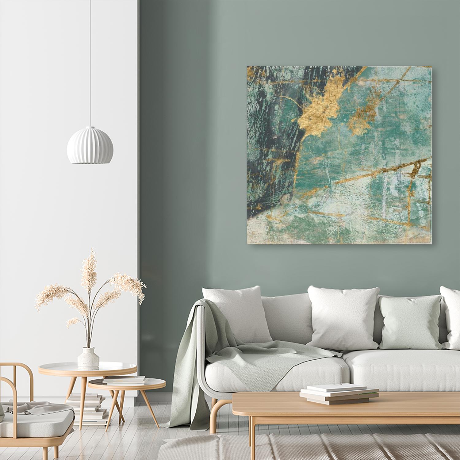 Teal Lace I by Jennifer Goldberger on GIANT ART - green abstract