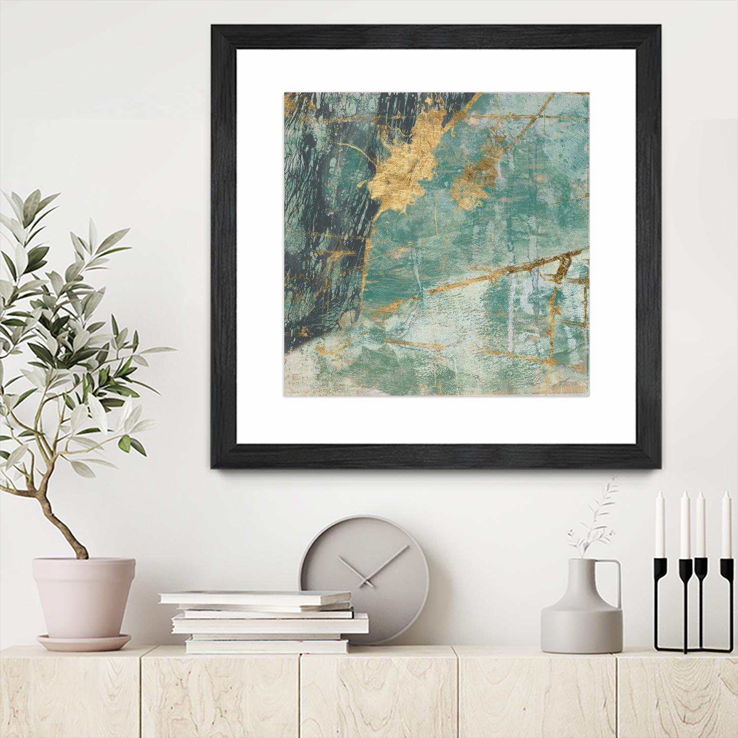 Teal Lace I by Jennifer Goldberger on GIANT ART - green abstract